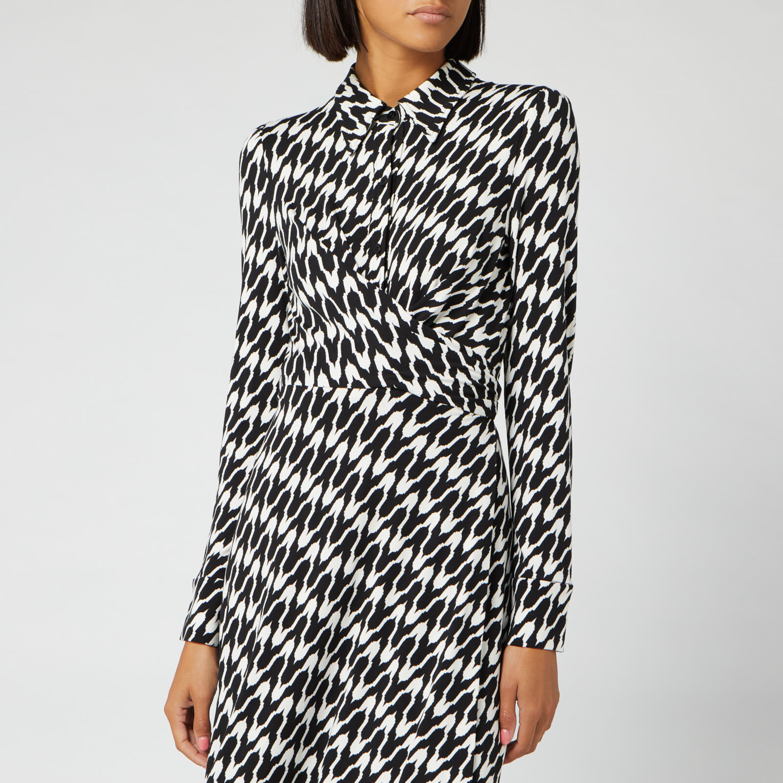 Diane von Furstenberg Women's Sana Midi Dress - Empire Houndstooth Ivory -  S | Coggles