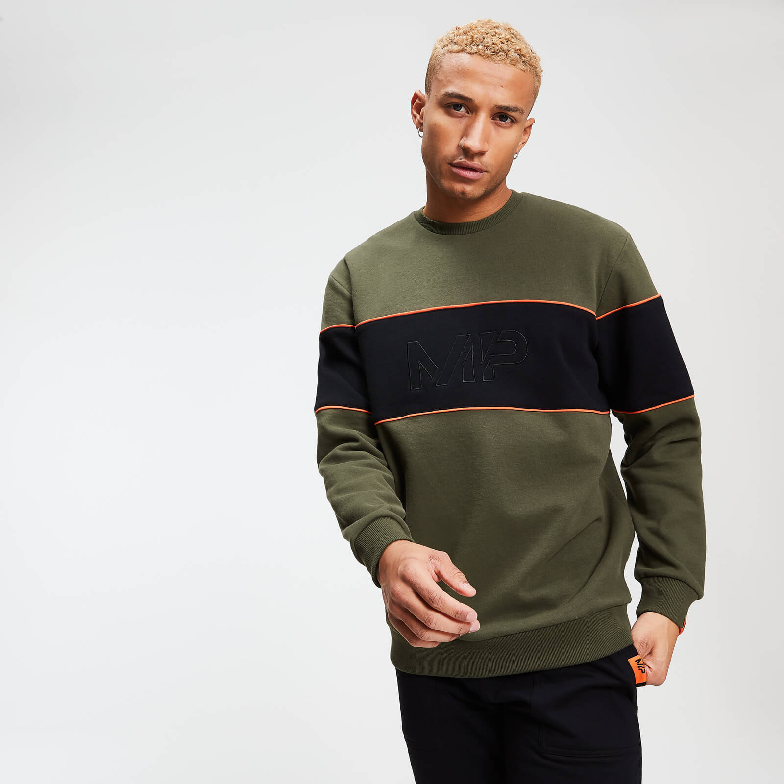 MP Men's Rest Day Stripe Sweatshirt - Army Green - XS