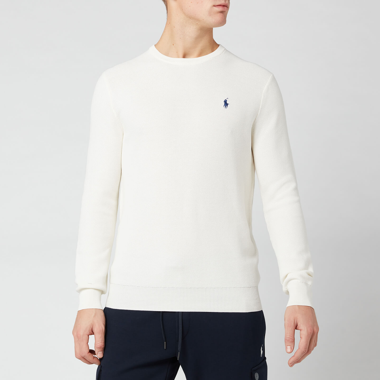 Polo Ralph Lauren Men s Waffle Pima Crew Jumper Warm White Coggles