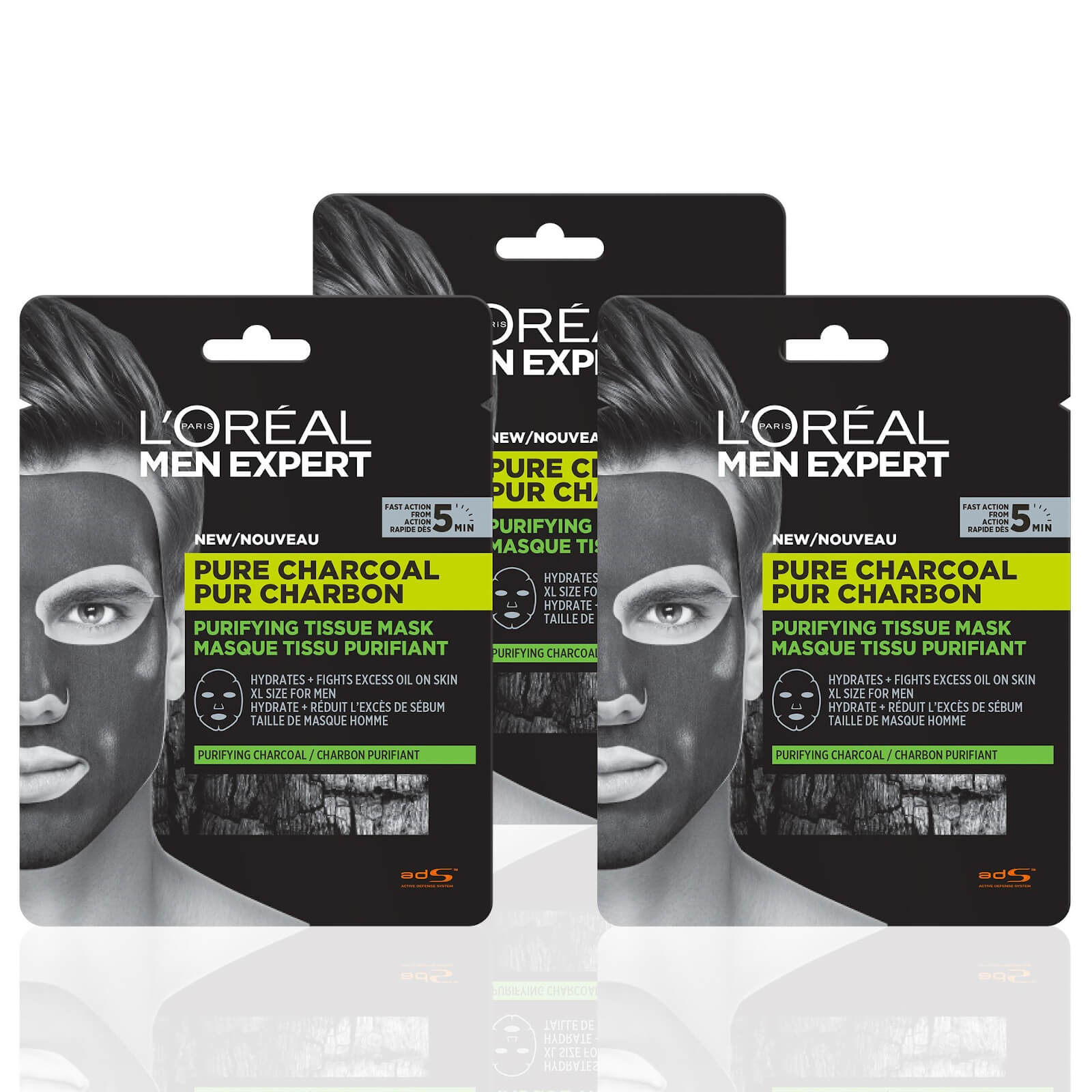 L'Oréal Paris Men Expert Pure Charcoal Face Mask x3