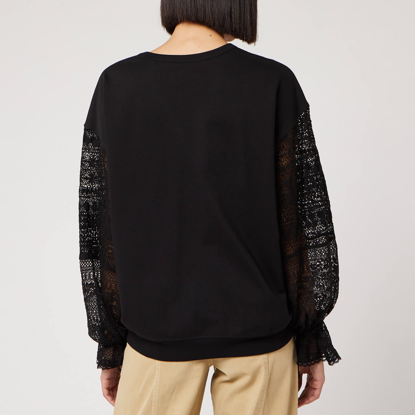 Lace sleeve sweatshirt shop