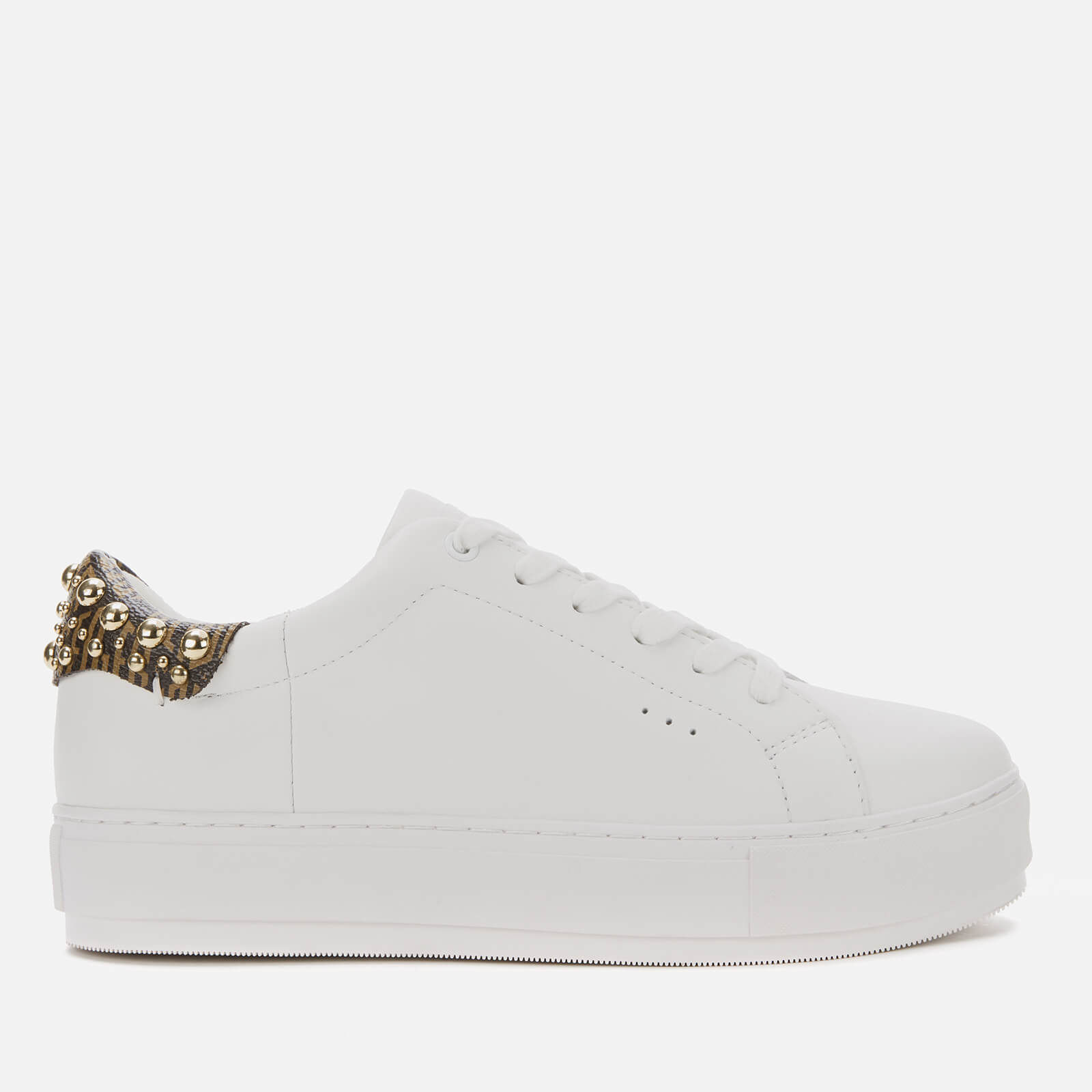 kurt geiger white and gold trainers