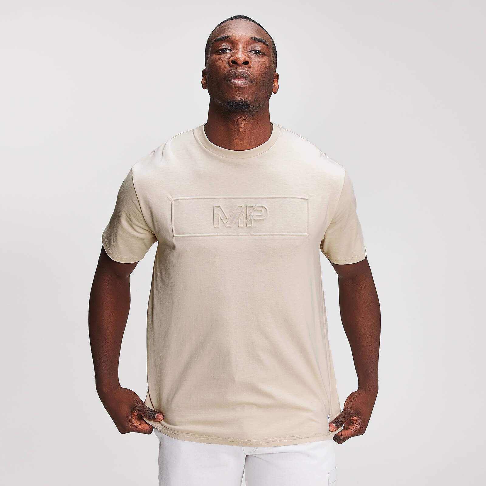 MP Graphic Men's Embossed T-Shirt - Dune