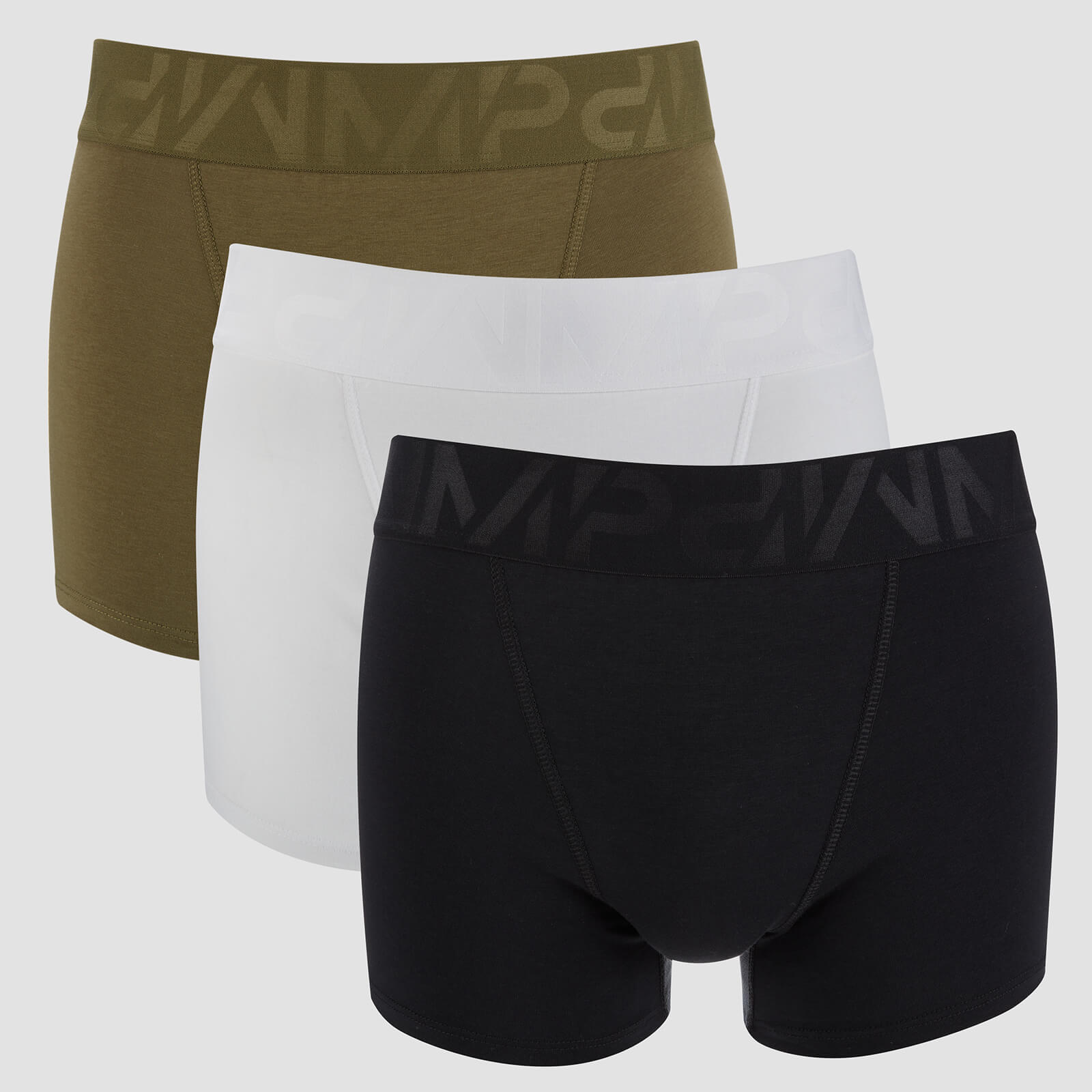 Pack de 3 Boxers Desportivos Para Homem - Preto/Caqui/Branco