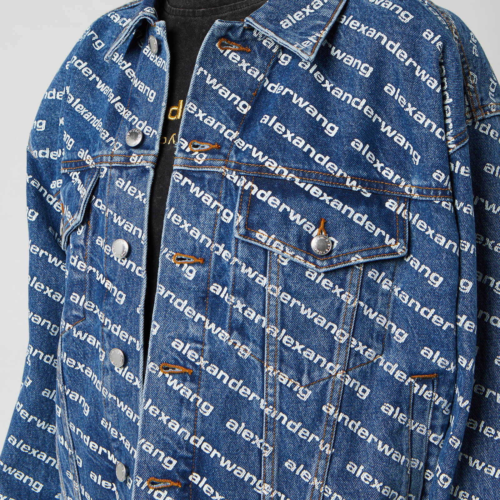 Alexander Wang Women's Game Denim Jacket White Logo Print - Blue - XS |  Coggles