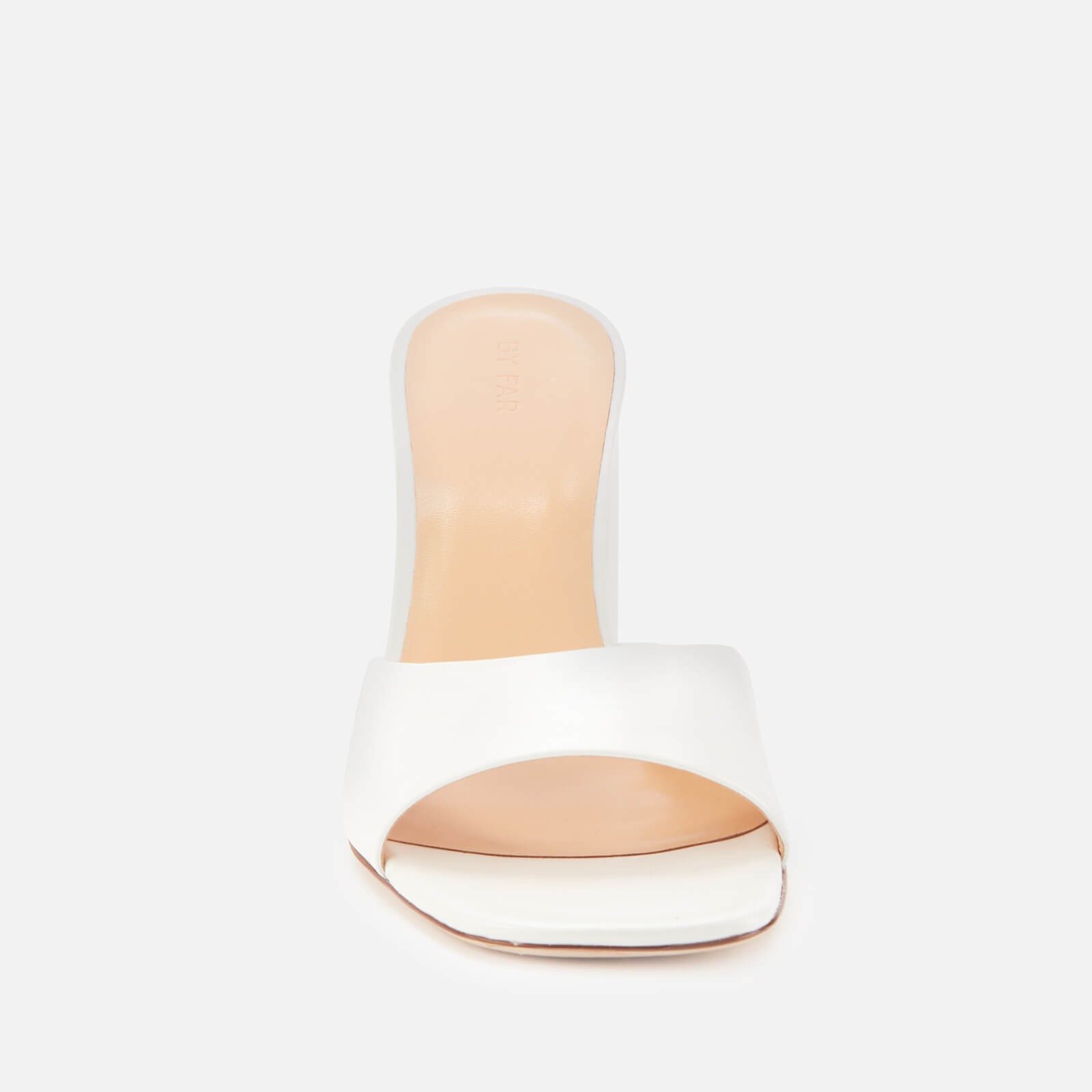 BY FAR Women's Juju Pearl Shine Leather Heeled Mules - White BY FAR Women's Juju Pearl Shine Leather Heeled Mules - White