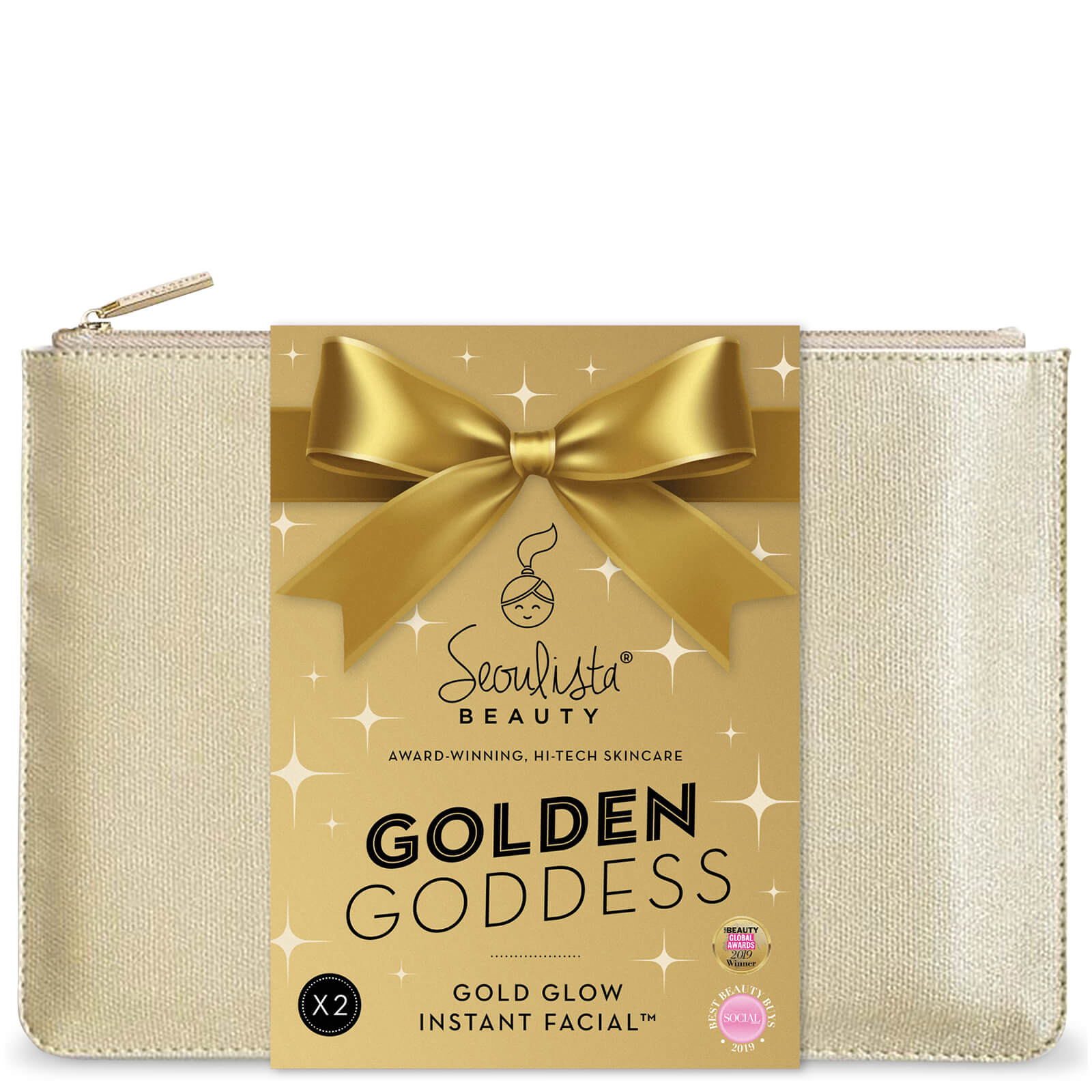 Seoulista Beauty Christmas Pouch Gold Glow Instant Facial 'Golden Goddess' Gift Pack