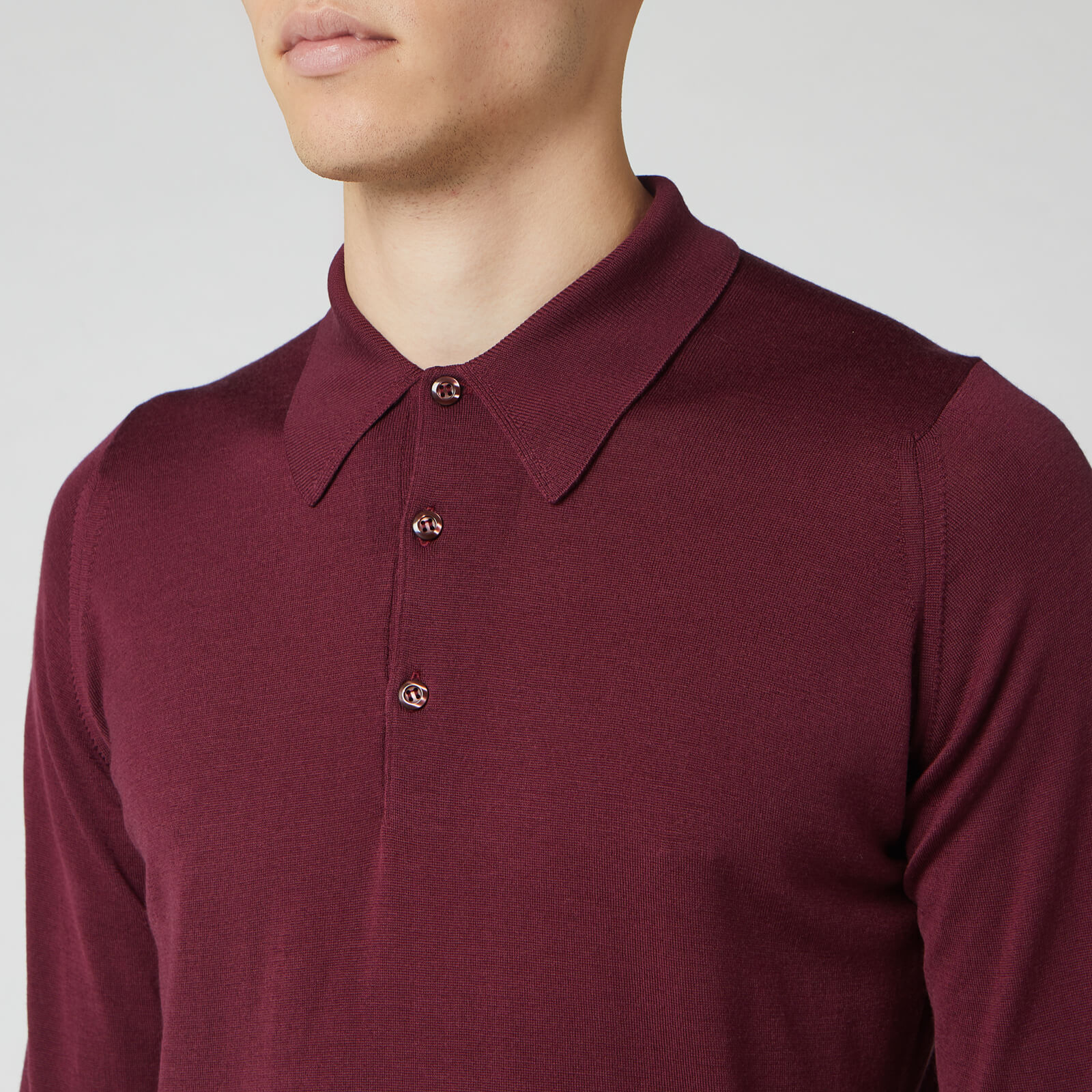 John Smedley Men's Dorset 30 Gauge Merino Long Sleeve Polo