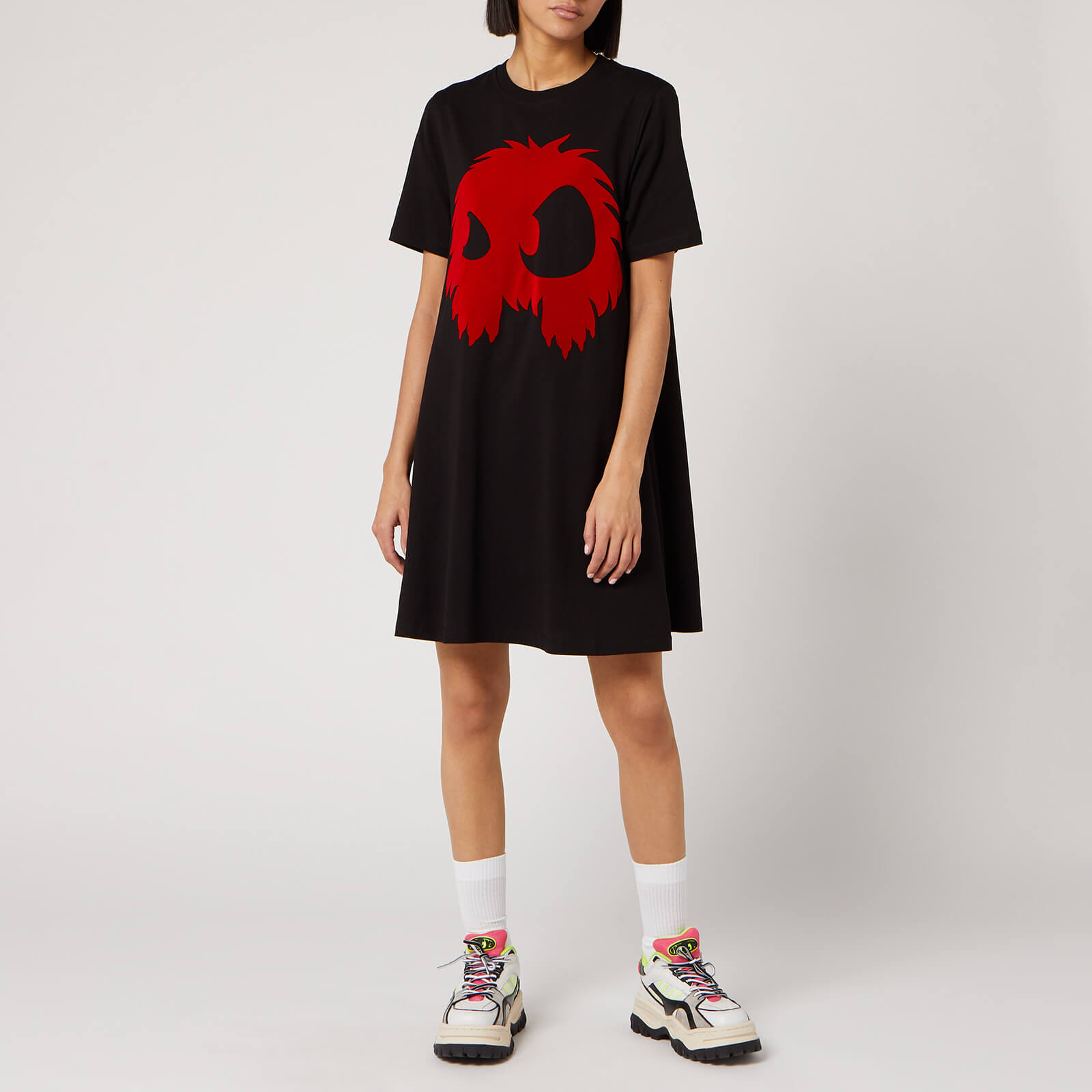 McQ Alexander McQueen バーガンディ胸元開きドレス XS