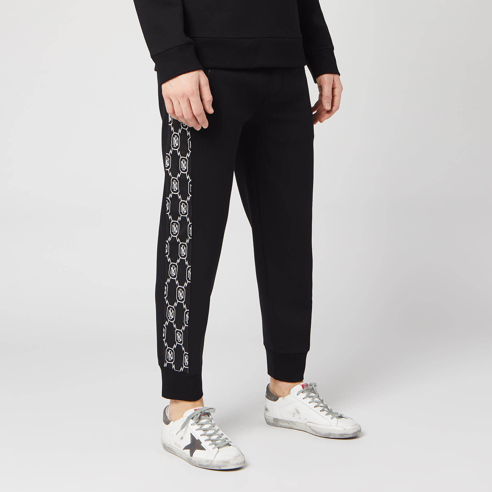 Neil Barrett Men's Monogram Stripe Sweatpants - Black/White - S | Coggles