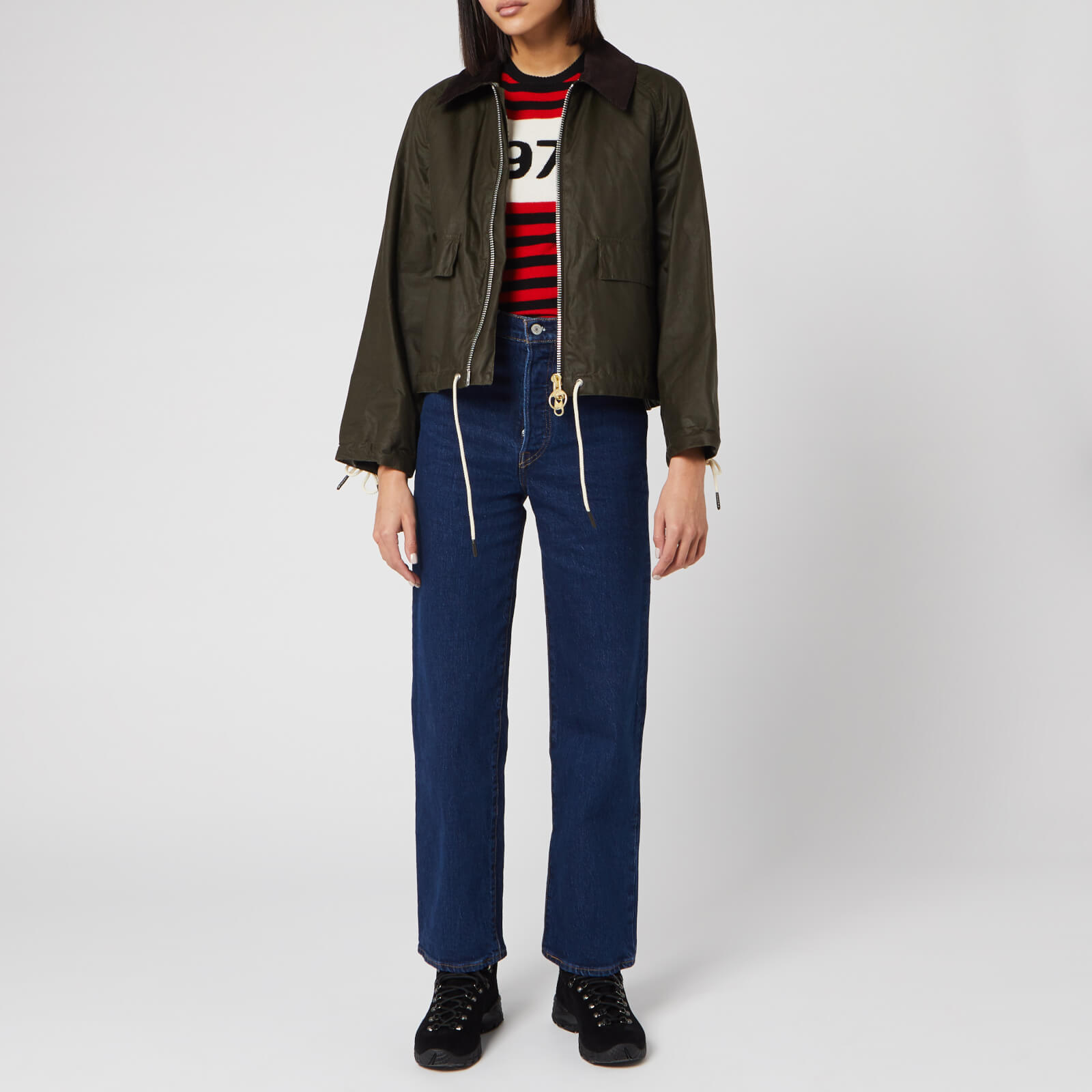 Barbour by alexachung margot waxed top cotton jacket