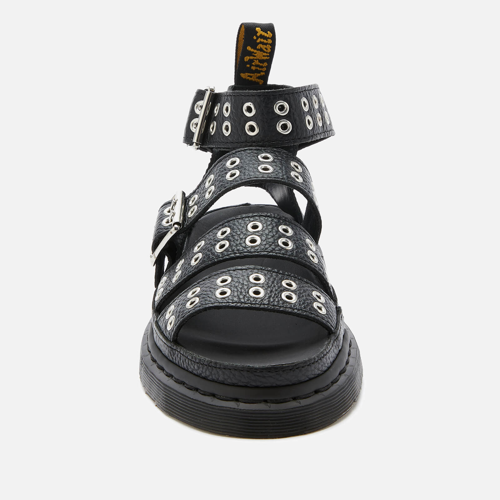 Dr martens clarissa sandals with eyelet hardware detail in black on sale