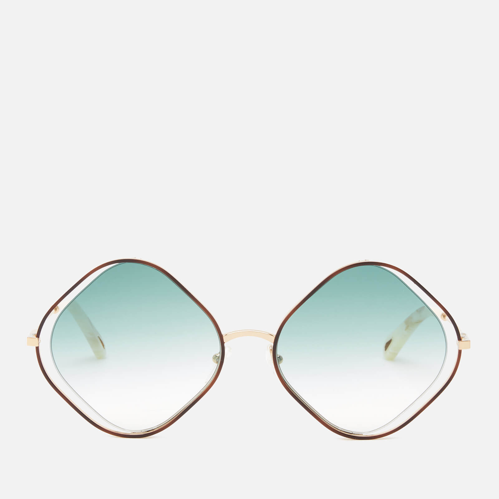 Chloé Women's Poppy Diamond Frame Sunglasses - Havana/Gradient Petrol |  Coggles