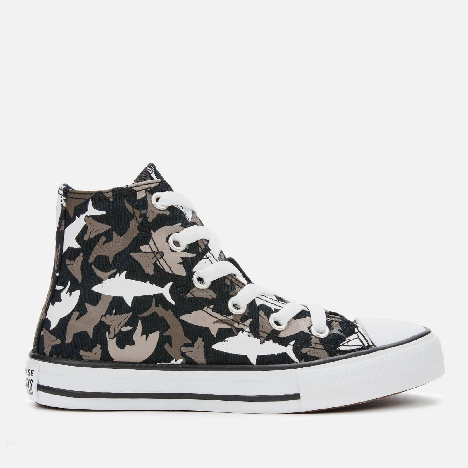 Converse Kids Chuck Taylor All Star Shark Bite Hi Top Trainers Black University Red White UK 10 Kids Allsole