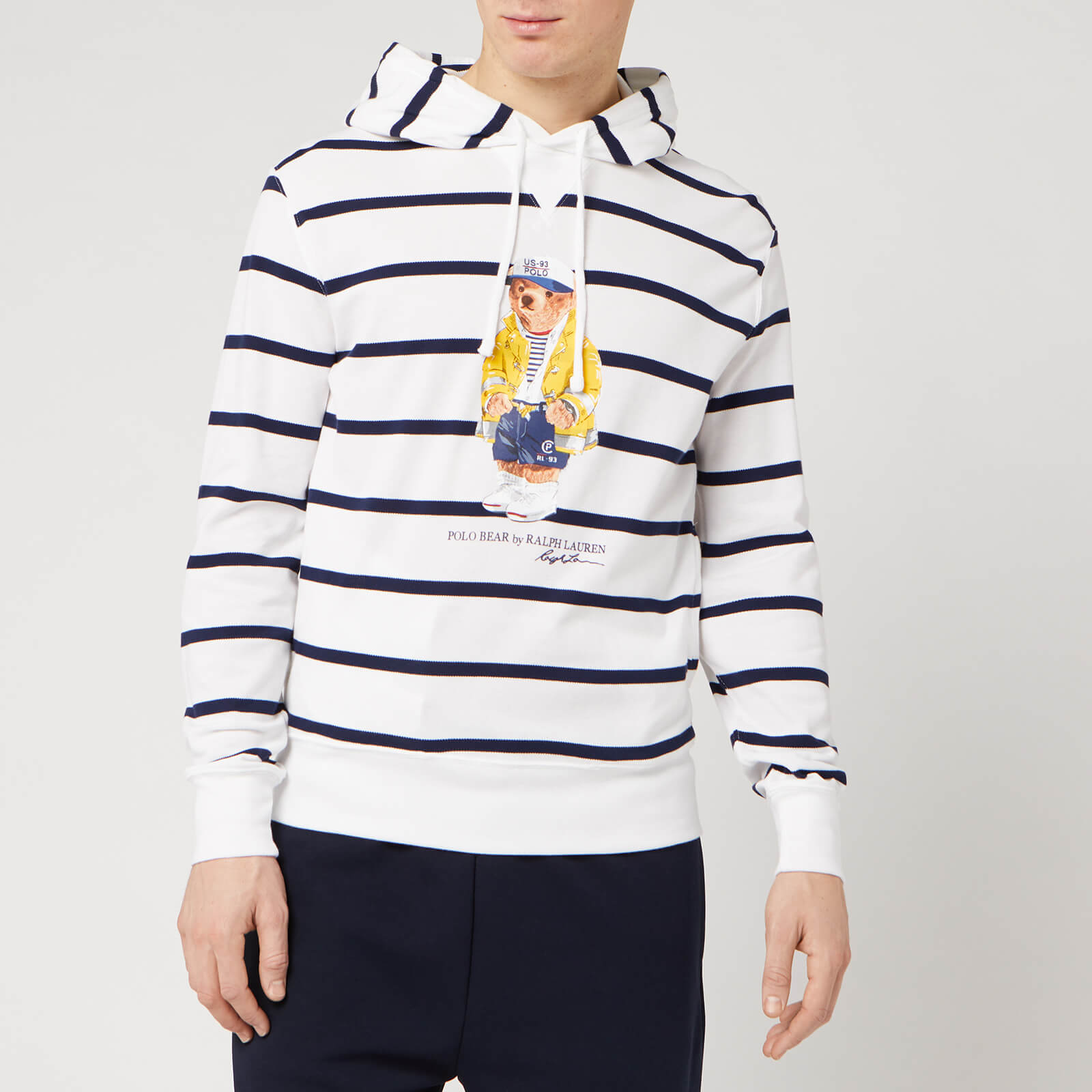 Polo Ralph Lauren Men's Bear Logo Stripe Hoodie - White