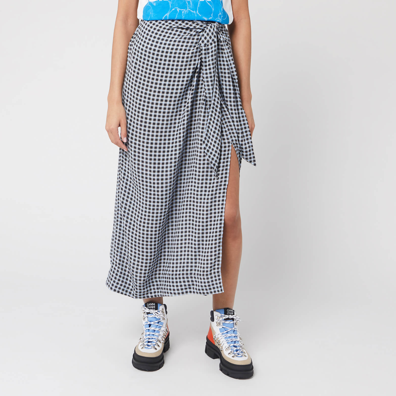 Ganni gingham skirt outlet