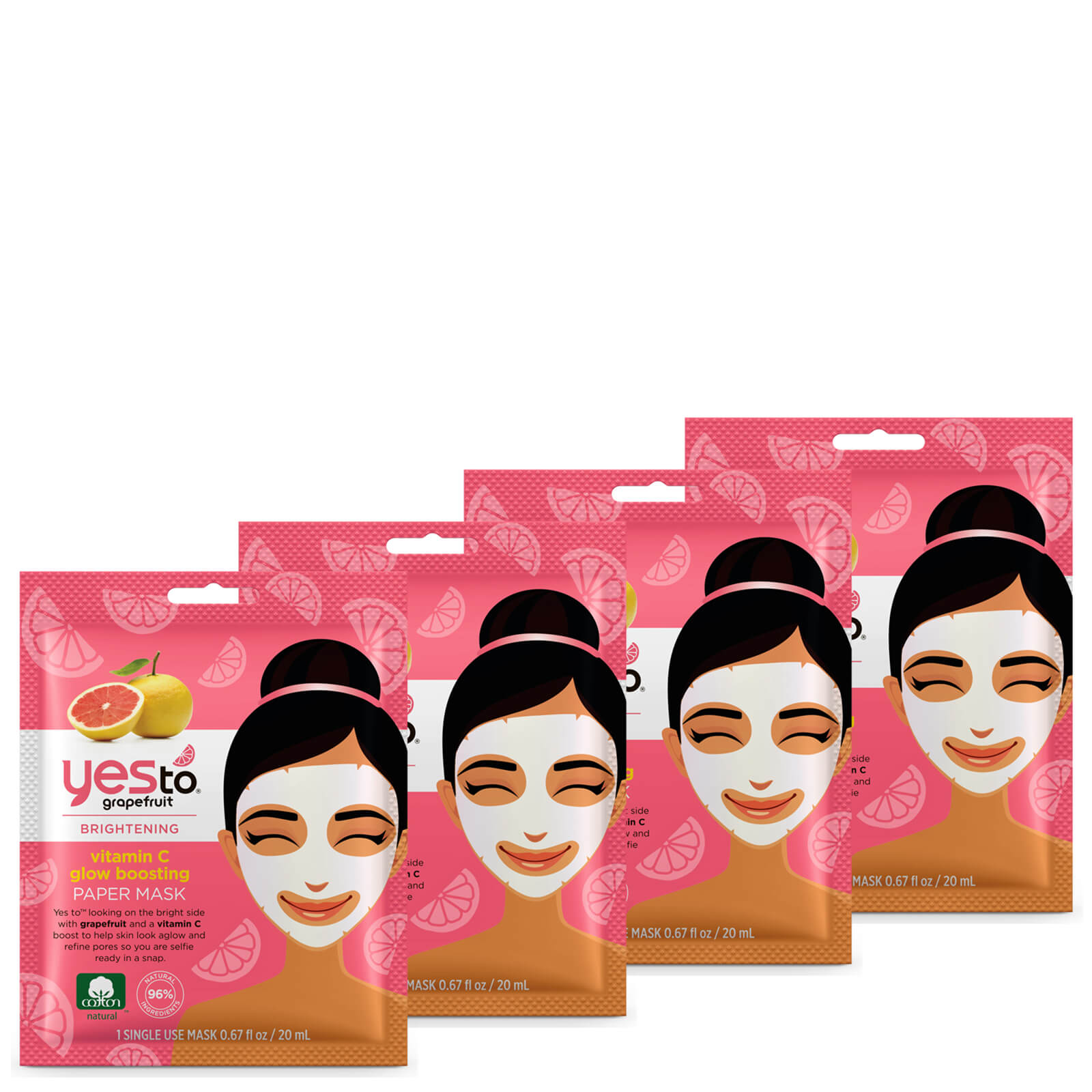 yes to Grapefruit Vitamin C Glow Boosting Single Use Mask (Pack of 4)