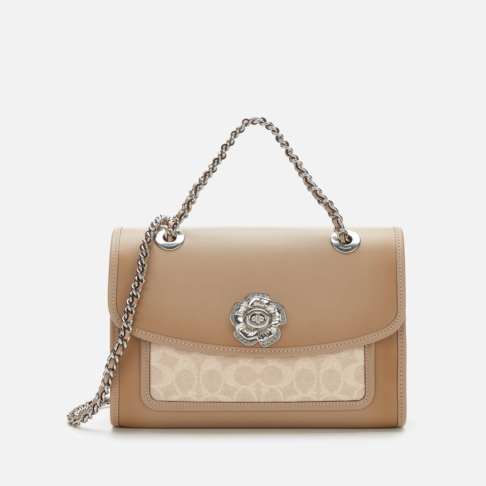 Coach Women s Coated Canvas Signature Soft Parker Shoulder Bag Sand Taupe Coggles