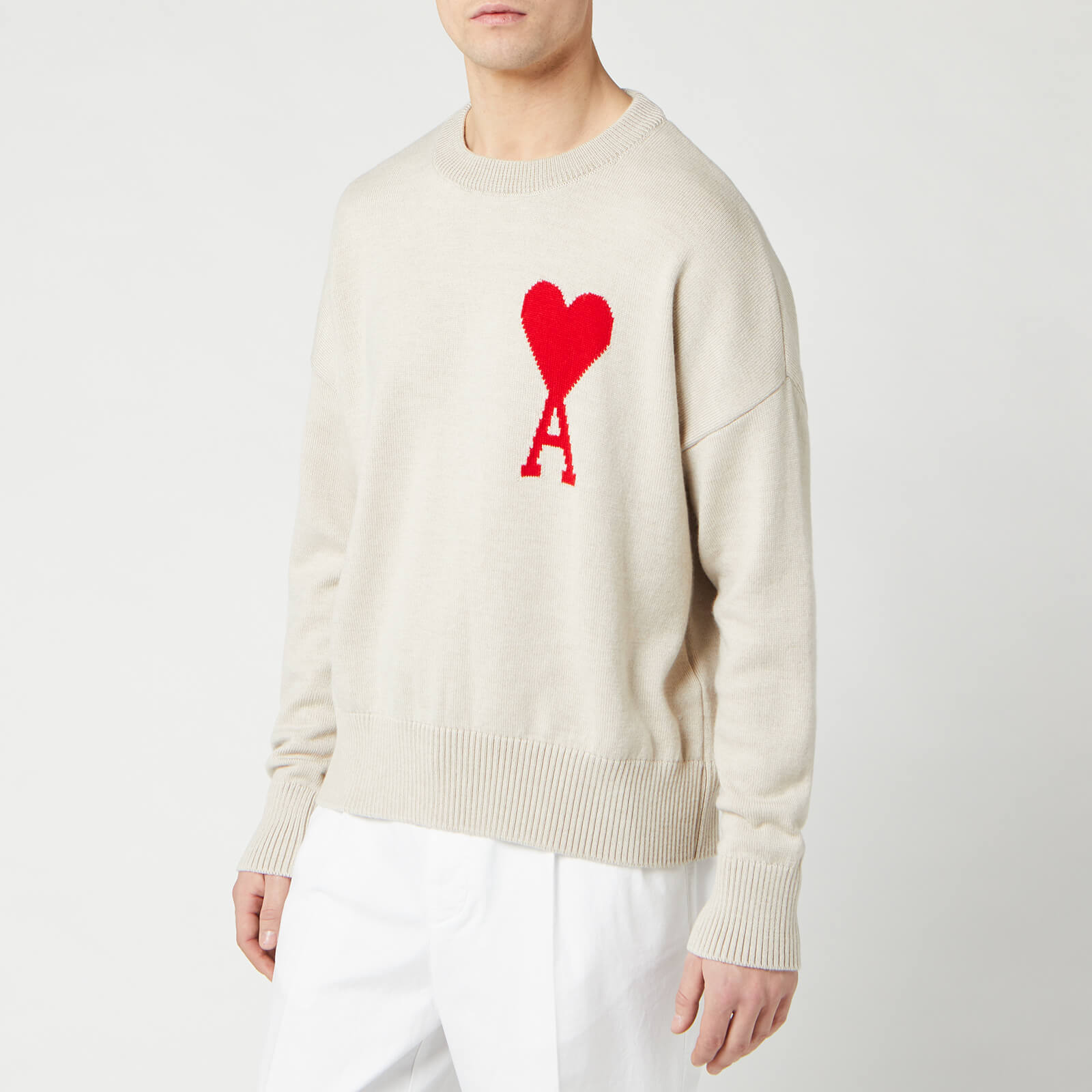AMI Men s Intarsia Knit Oversize De Coeur Sweater Clay S Coggles