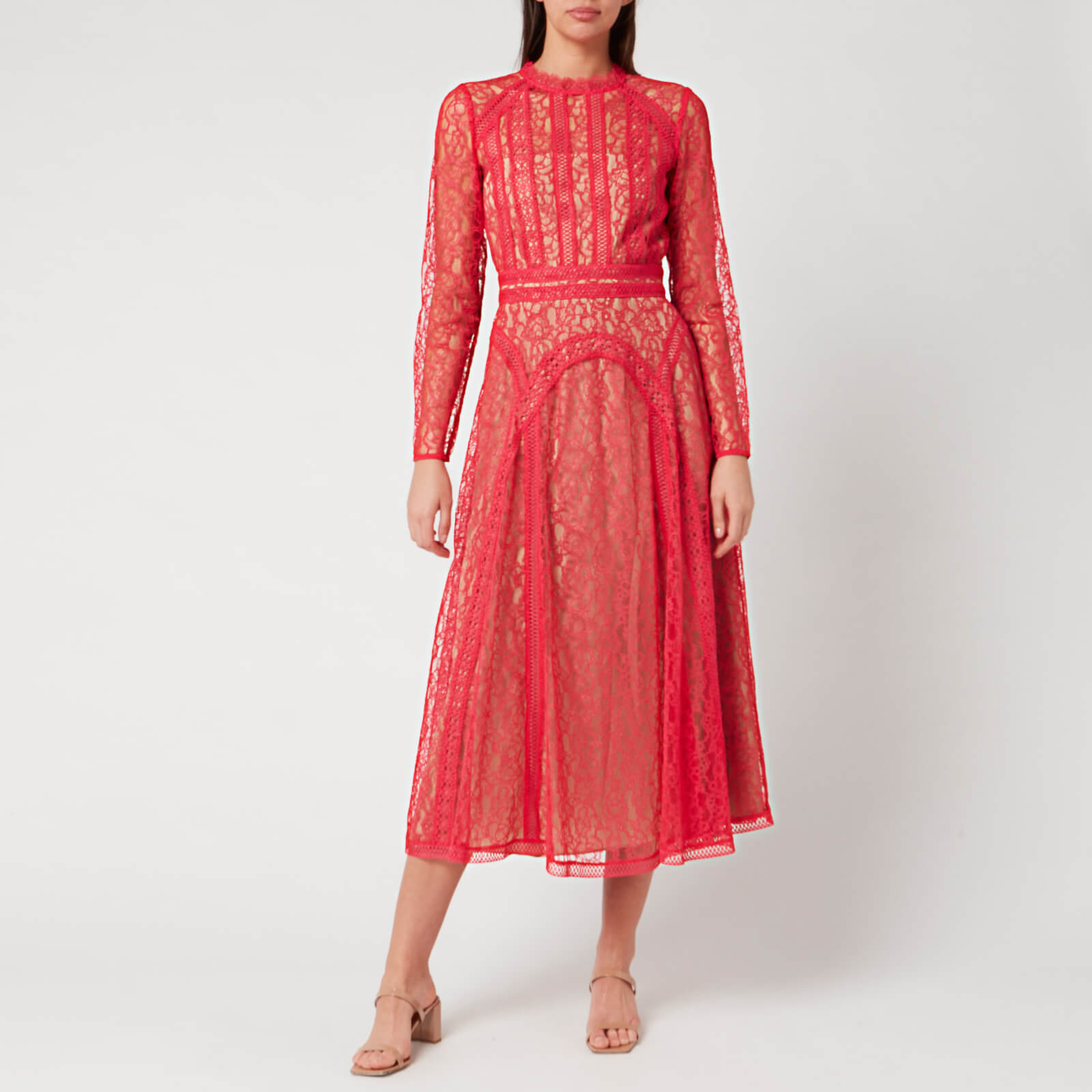Lace panel 2025 midi dress