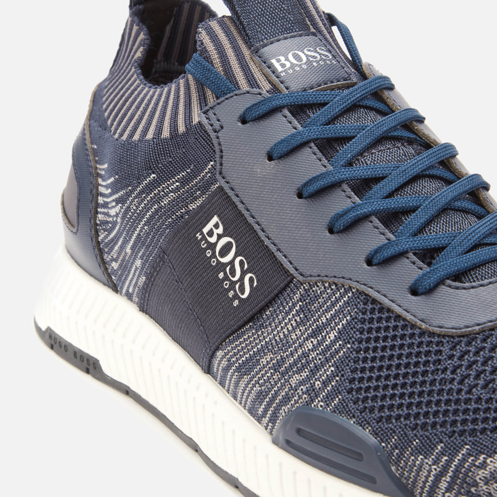 BOSS Hugo Boss Men s Titanium Runn Knitted Running Style Trainers Navy Coggles