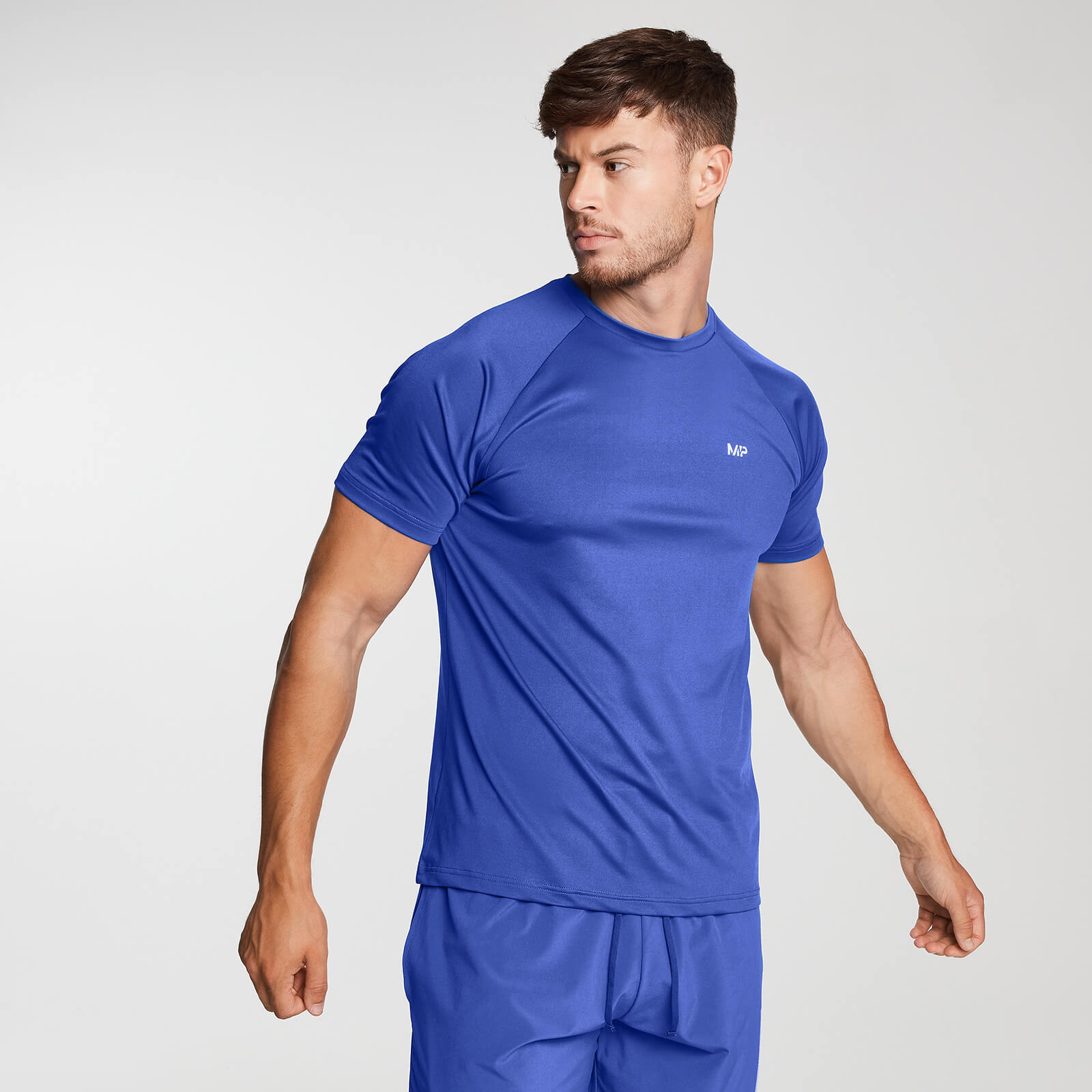 Мъжка Спортна тениска с къс ръкав с щампа - кобалтово синьо