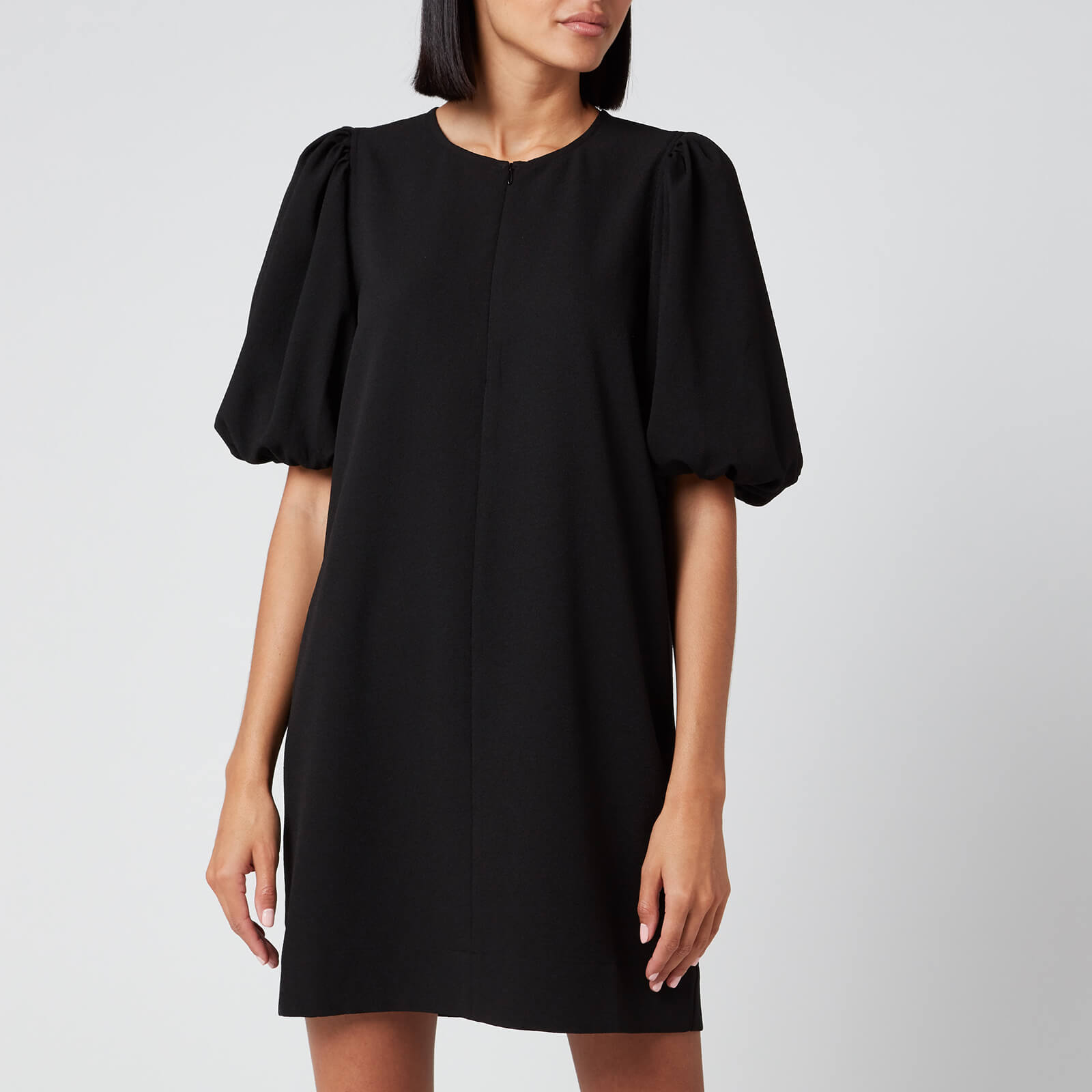 【関税&送料込】Ganni Black Mini Dress In Crepe Black Bonded Crepe Mini Dress | GANNI