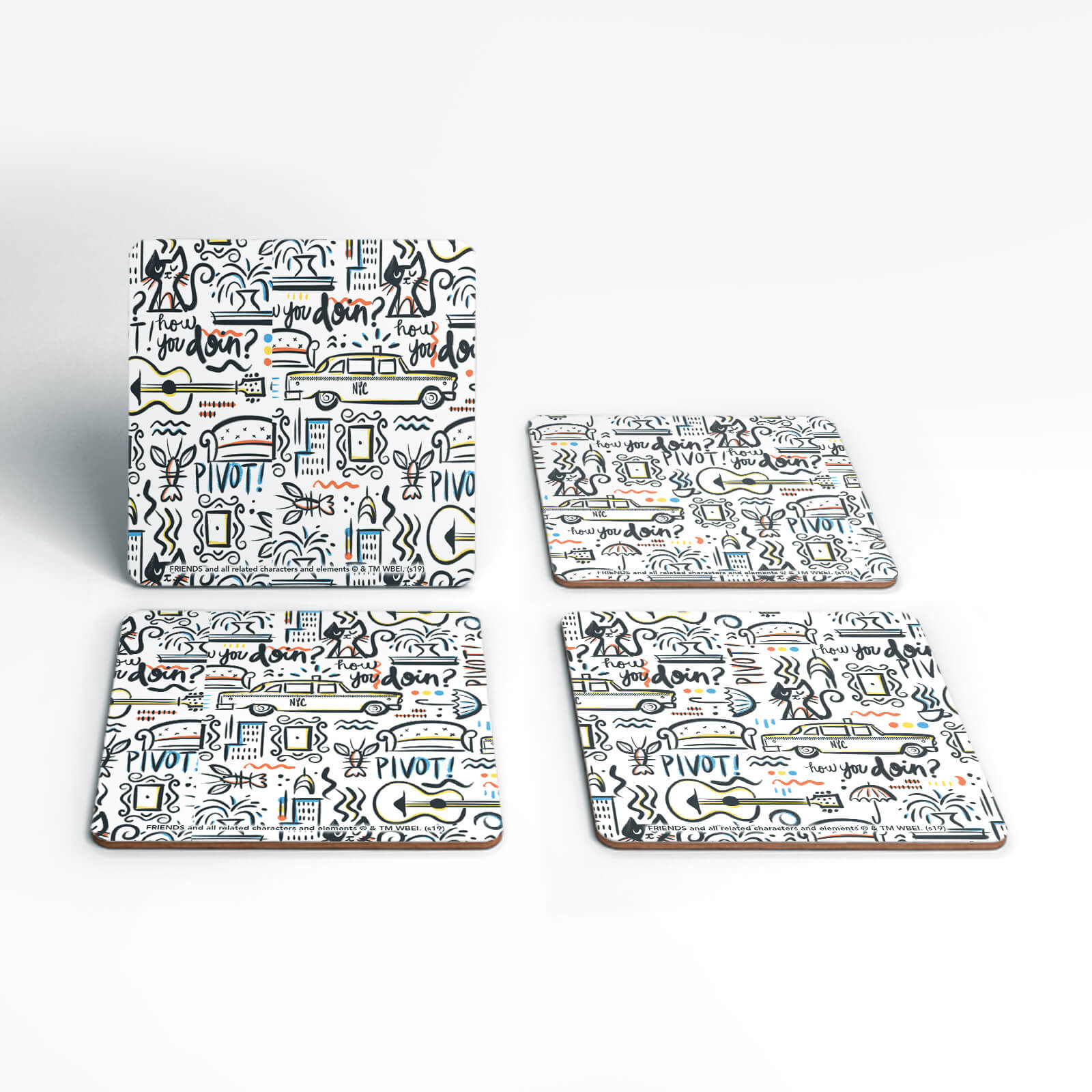 Friends Pattern Square Coaster Set | Zavvi UK
