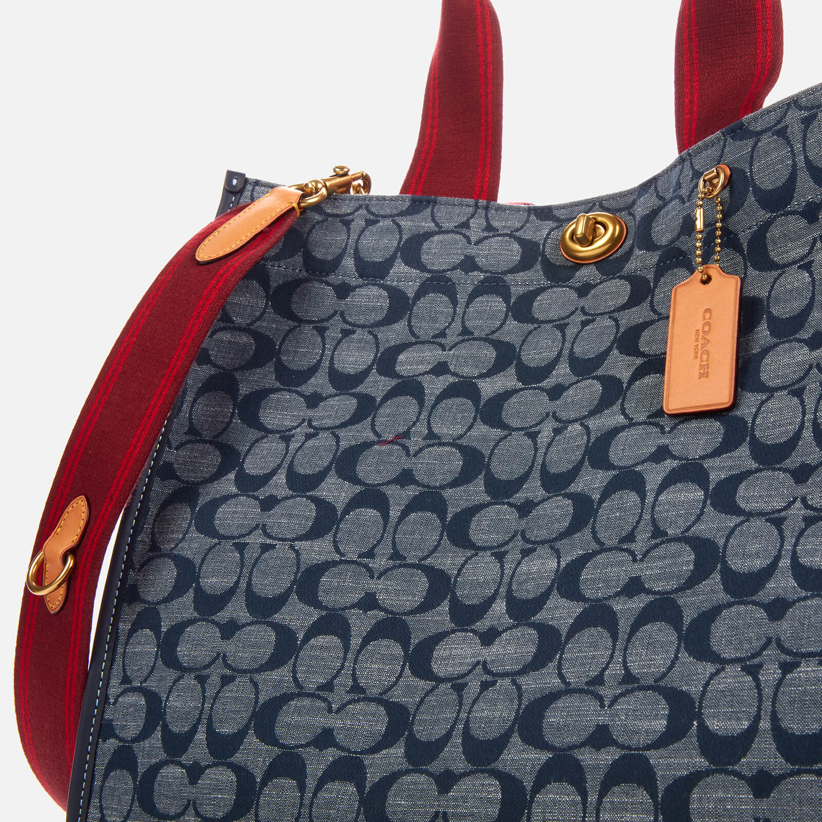 Coach 1941 Women s Signature Chambray Canvas Tote Bag 34 Midnight Navy Multi Coggles