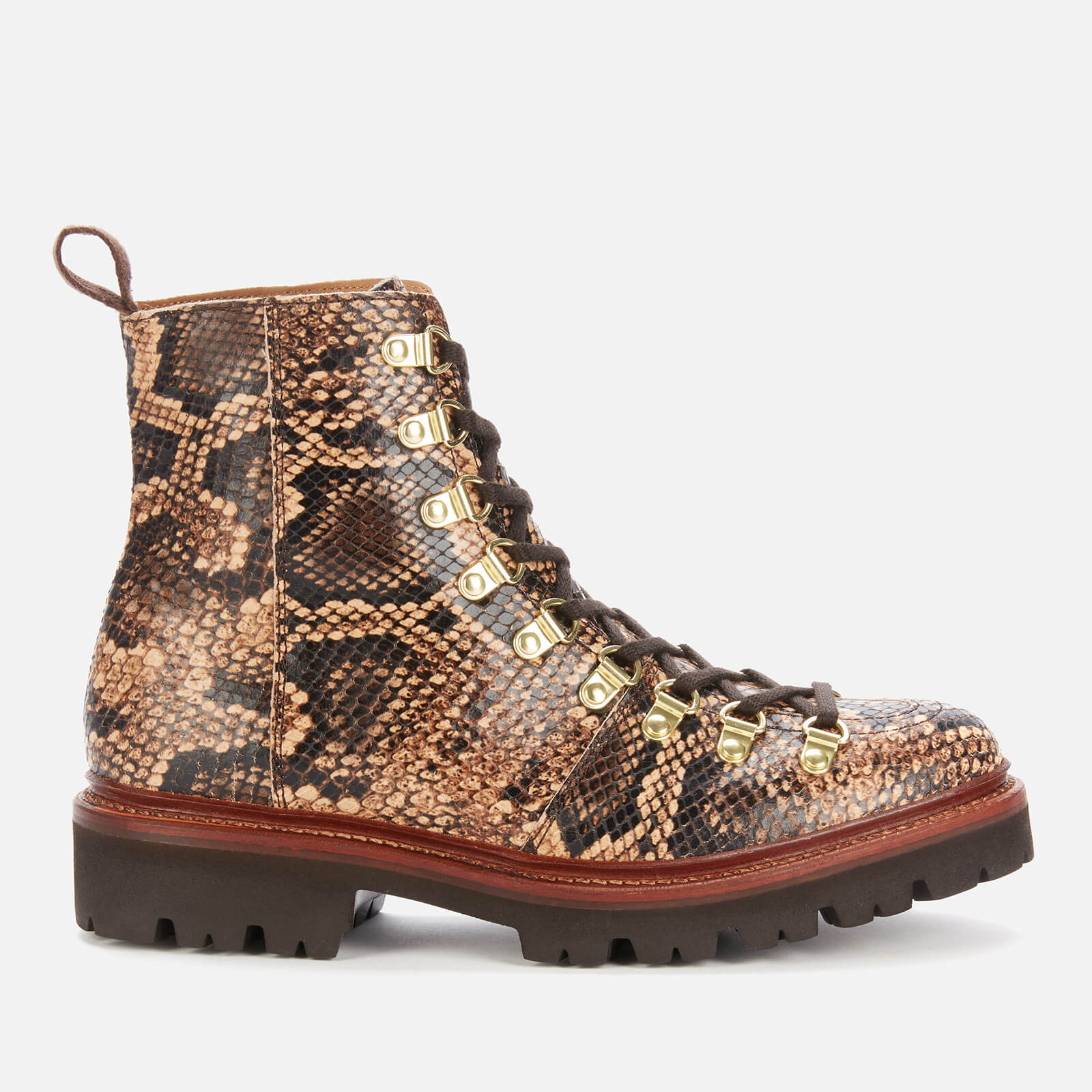 Grenson Women s Nanette Leather Hiking Style Boots Snake Allsole