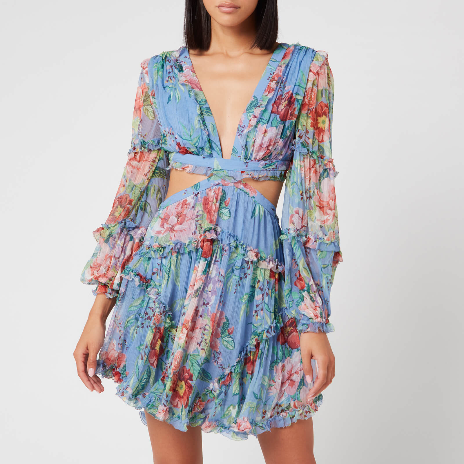 Zimmermann Women s Bellitude Floating Cut Out Dress Cornflower Floral 0 UK 8 Coggles