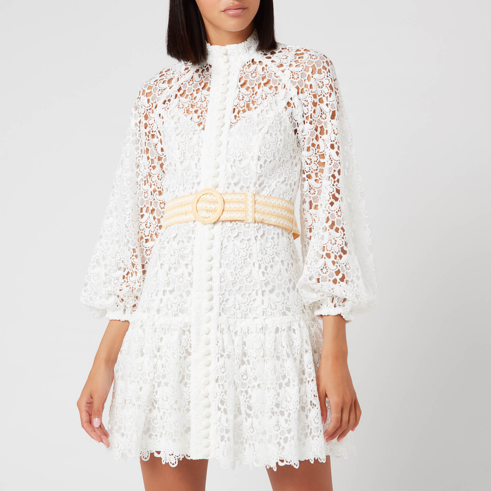 Zimmermann Women s Empire Fit Flare Short Dress Ivory 0 UK 8 Coggles