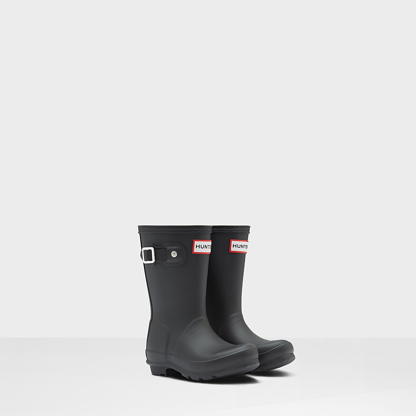 Hunter black matte rain boots top