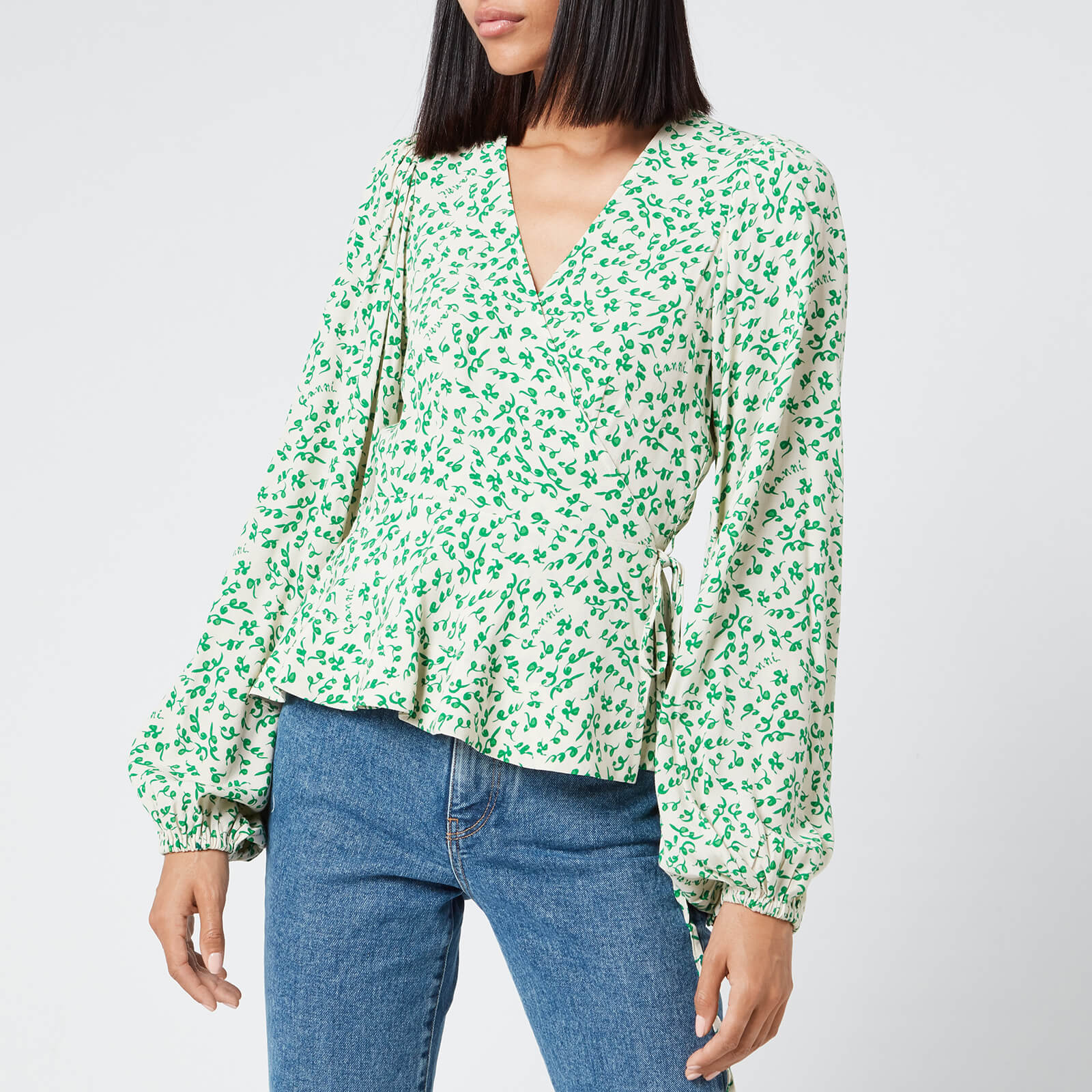 Ganni printed hotsell crepe blouse