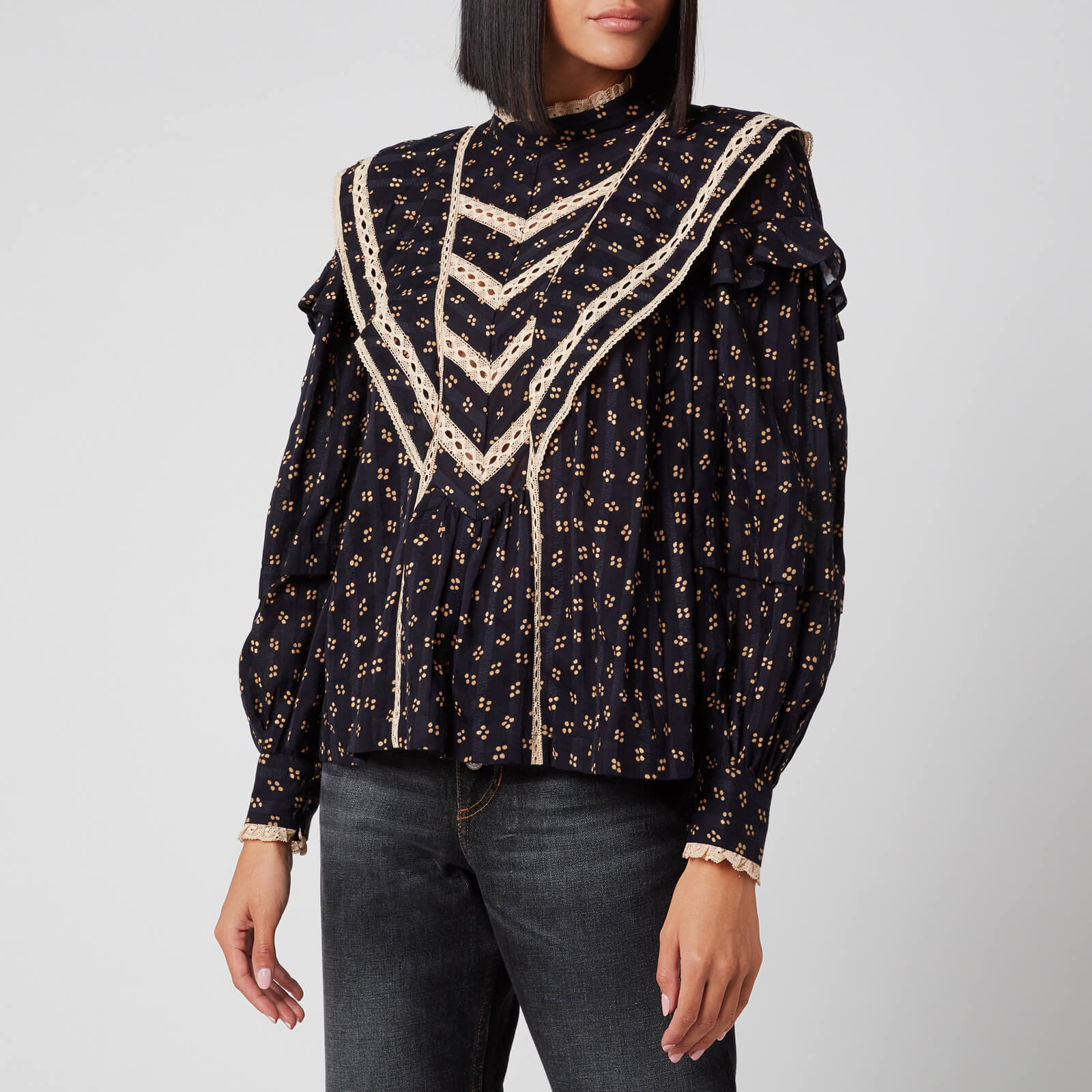 Isabel marant etoile Axel Blouse in Black good 10 NWOT MSP $ 461.00