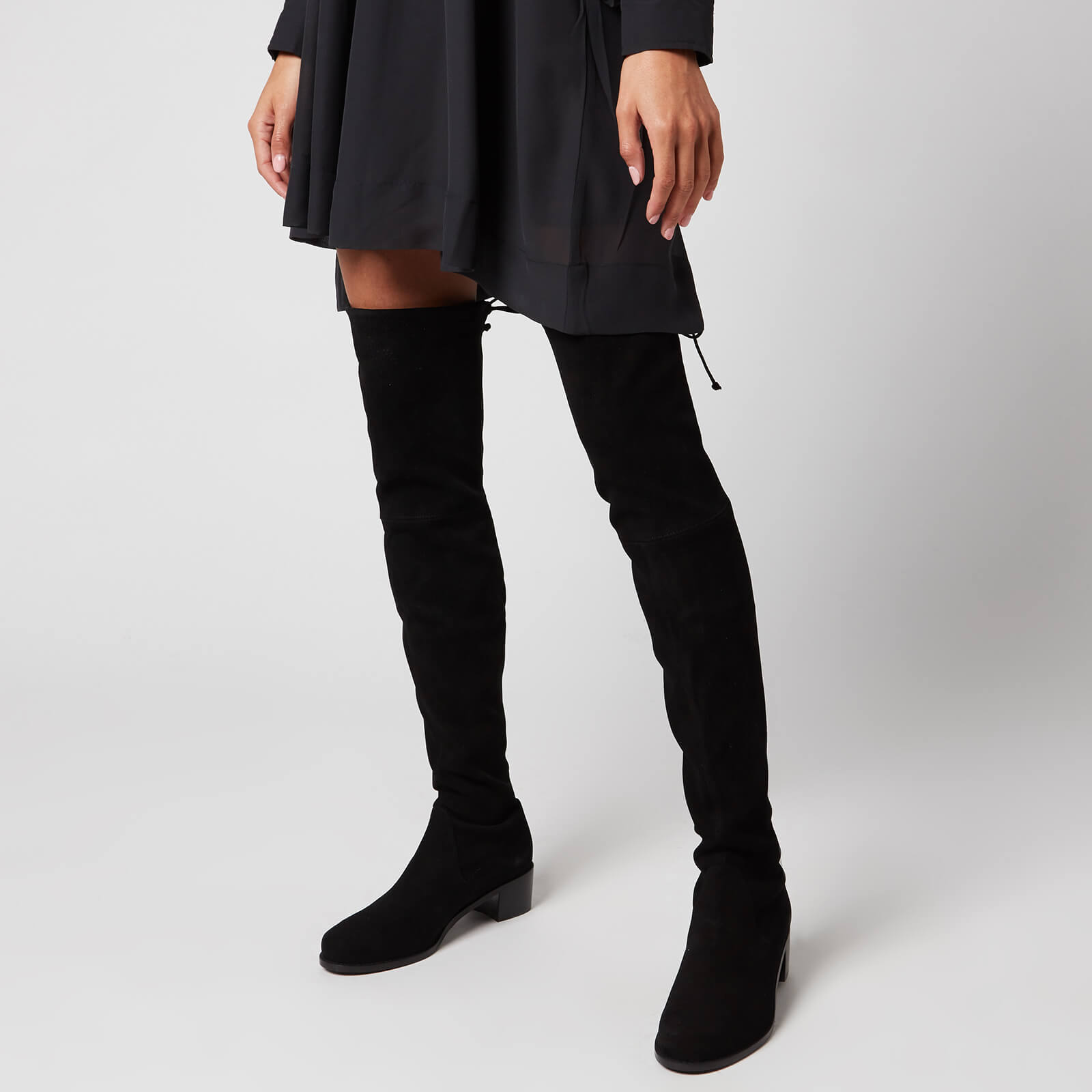 Stuart Weitzman Women s Midland Suede Over The Knee Heeled Boots Black Coggles