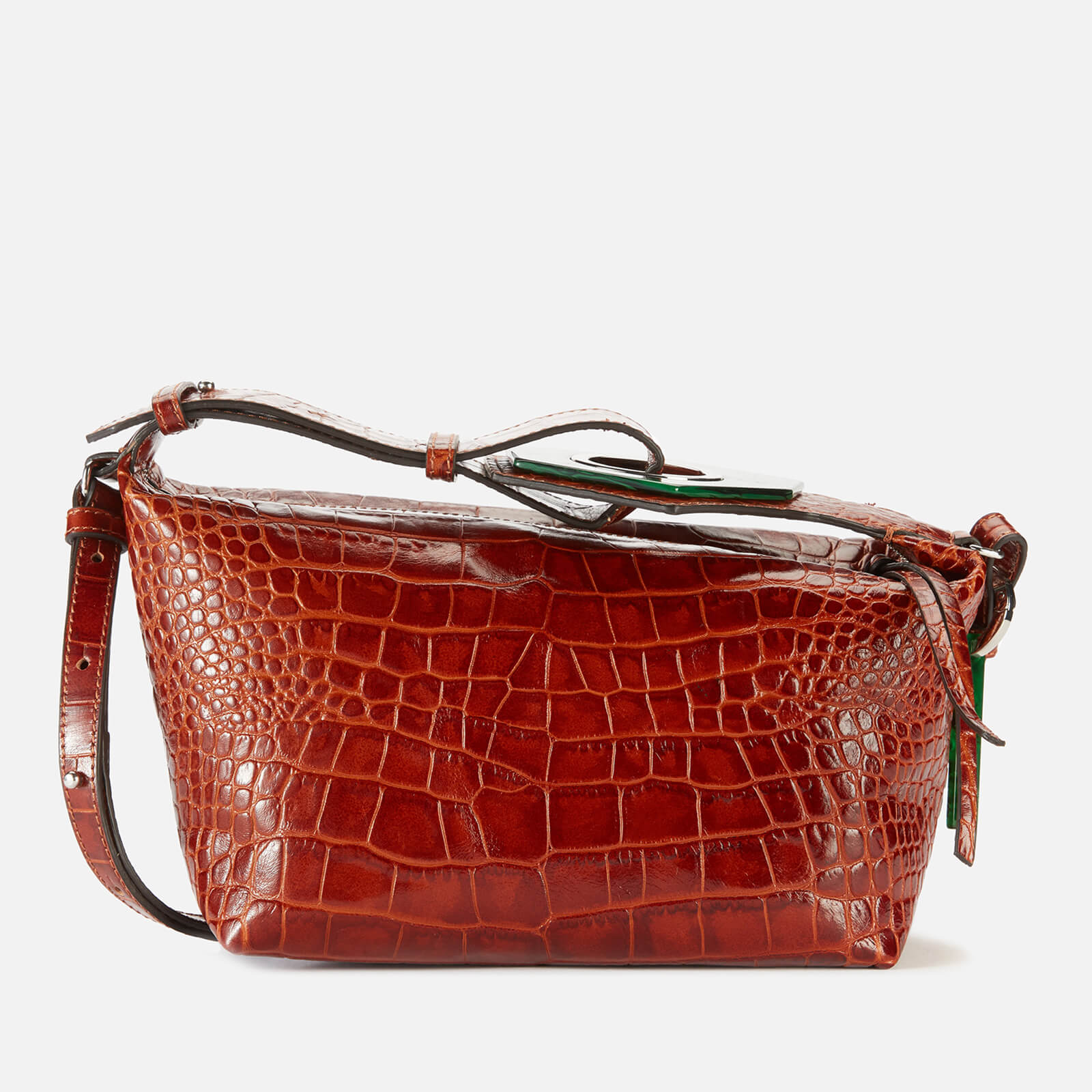 Ganni Women s Leather Croc Bag Cognac Coggles