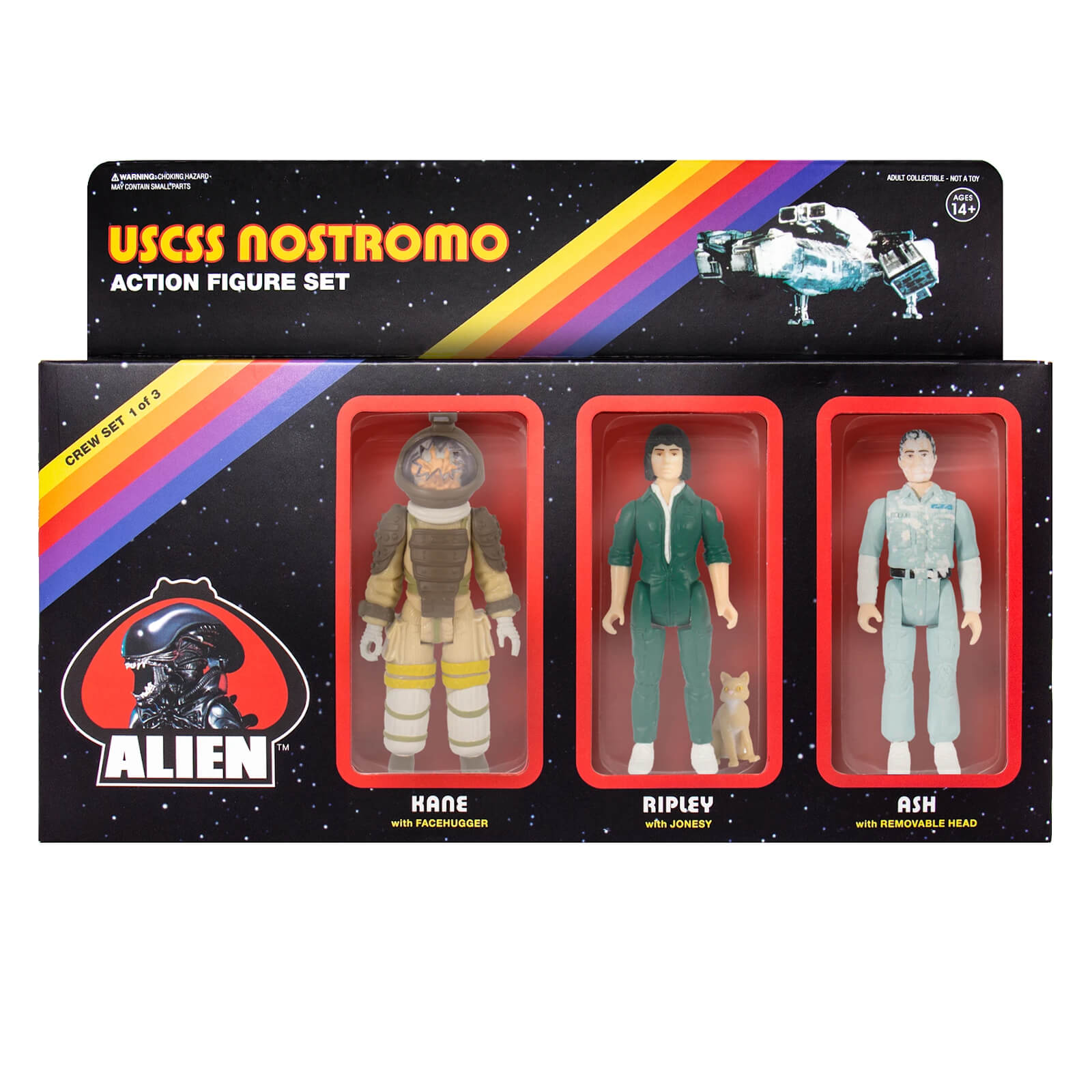 Super7 Alien ReAction Figure - Pack A (Ash, Ripley with Jonesy, Kane ...