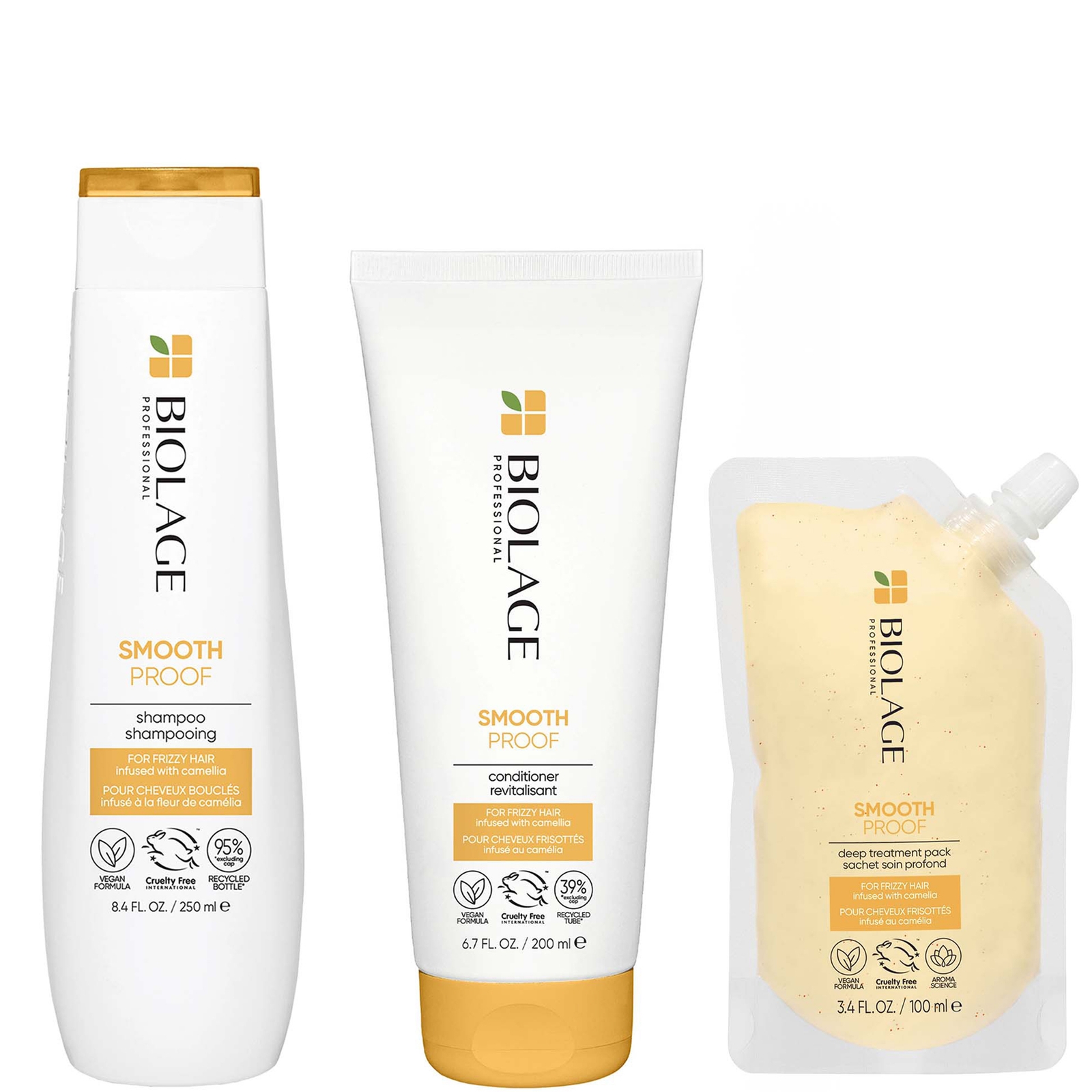 Biolage SmoothProof Shampoo, Conditioner and Deep Hair Treatment Routine for Frizzy Hair