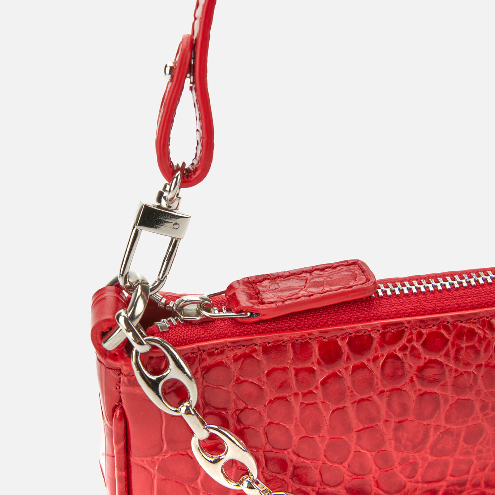 BY FAR Women's Mini Rachel Croco Shoulder Bag - Red | Coggles
