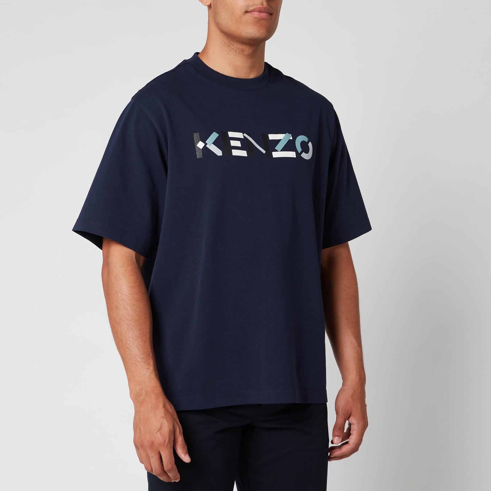 KENZO Men's Multicolour Logo T-Shirt - Navy Blue - XS | Coggles