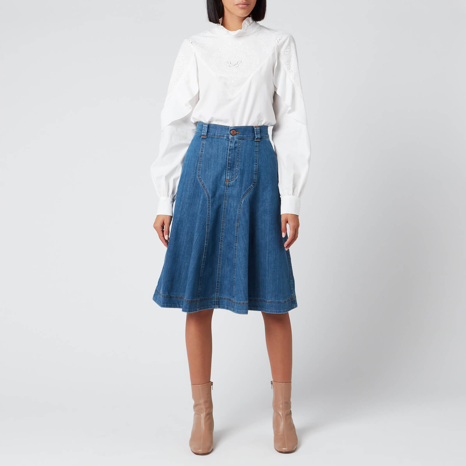 See By Chloé Women's Midi Skirt - Deep Denim - EU 36/UK 8