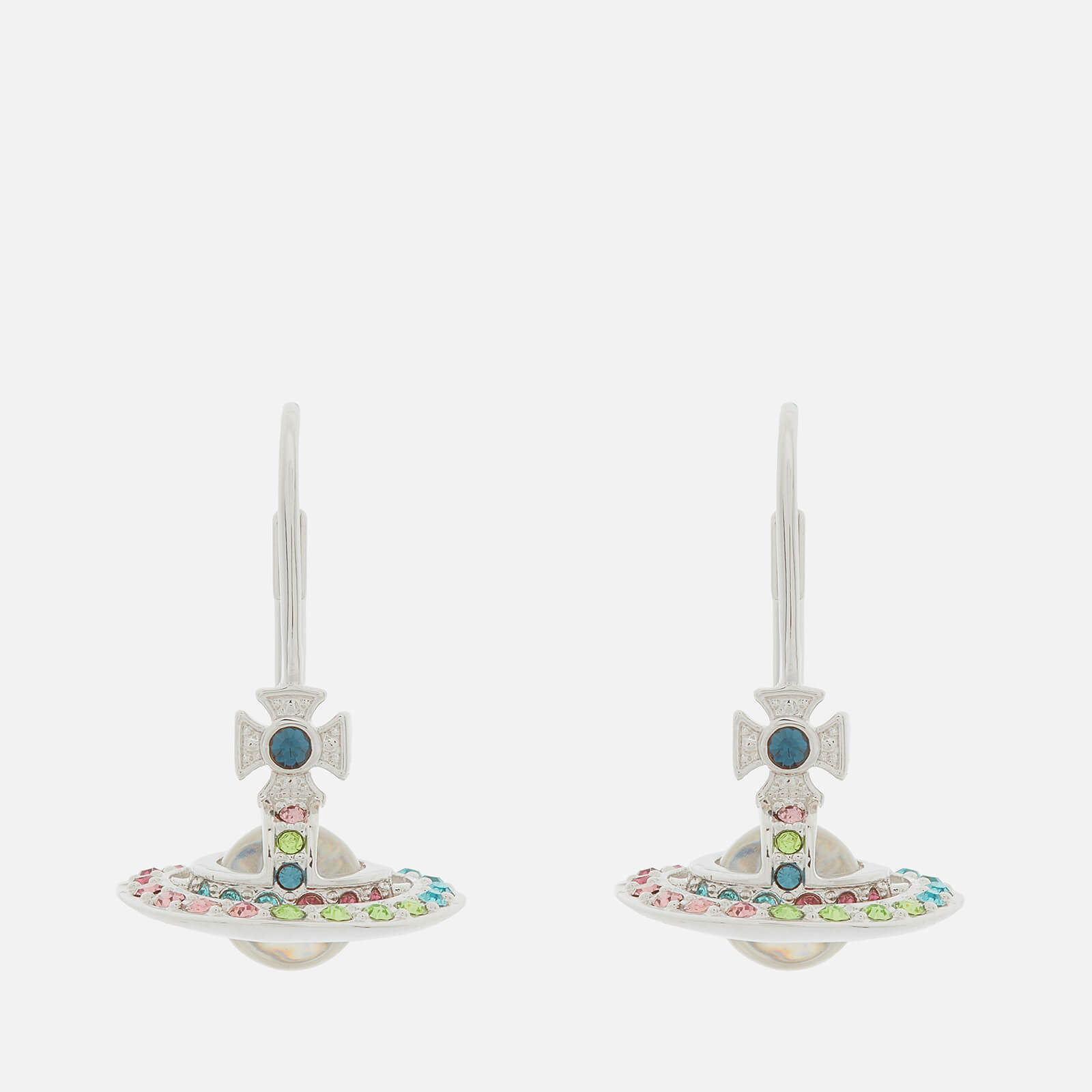 Vivienne Westwood Women s Claretta Orb Earrings Rhodium Multi Blue Crystal Coggles