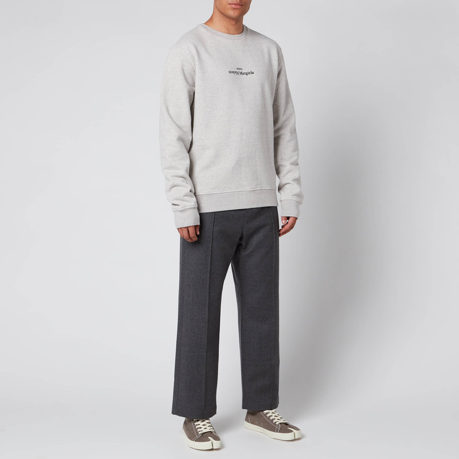 Maison Margiela Men's Mirrored Logo Sweatshirt - Grey