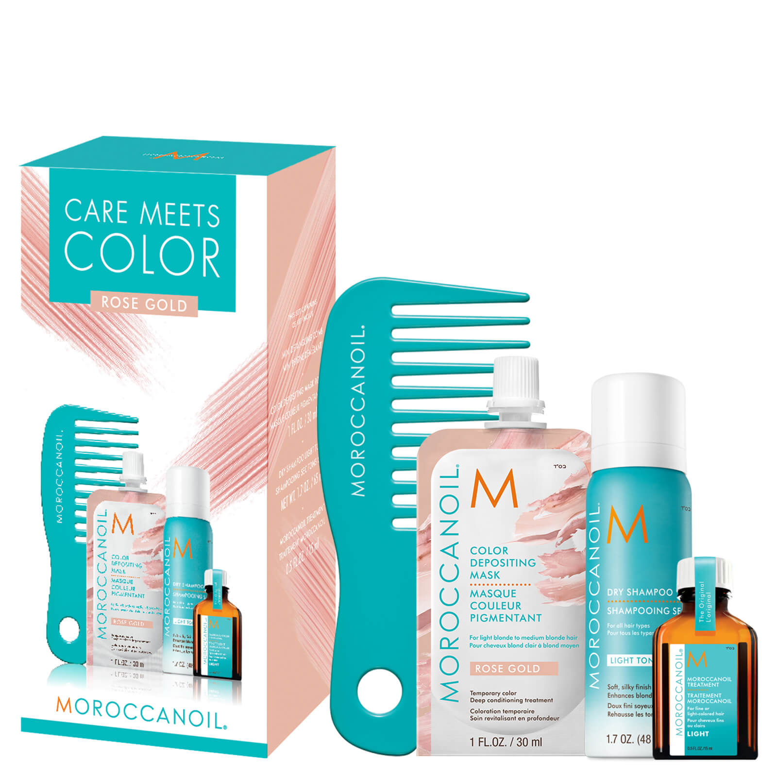 Moroccanoil Care Meets Colour Blonde Bundle with Free Comb - Rose Gold