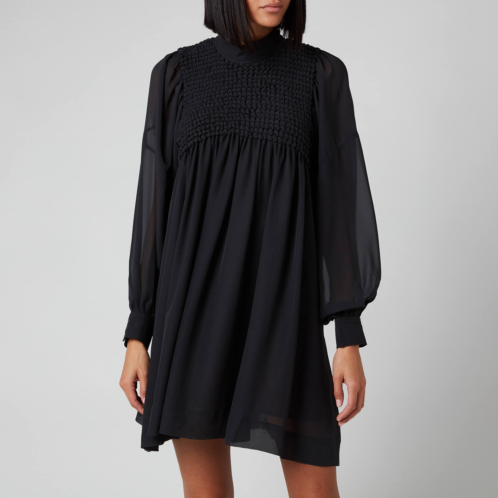 Ganni Women's Smock Chiffon Dress - Phantom - EU 34/UK 6