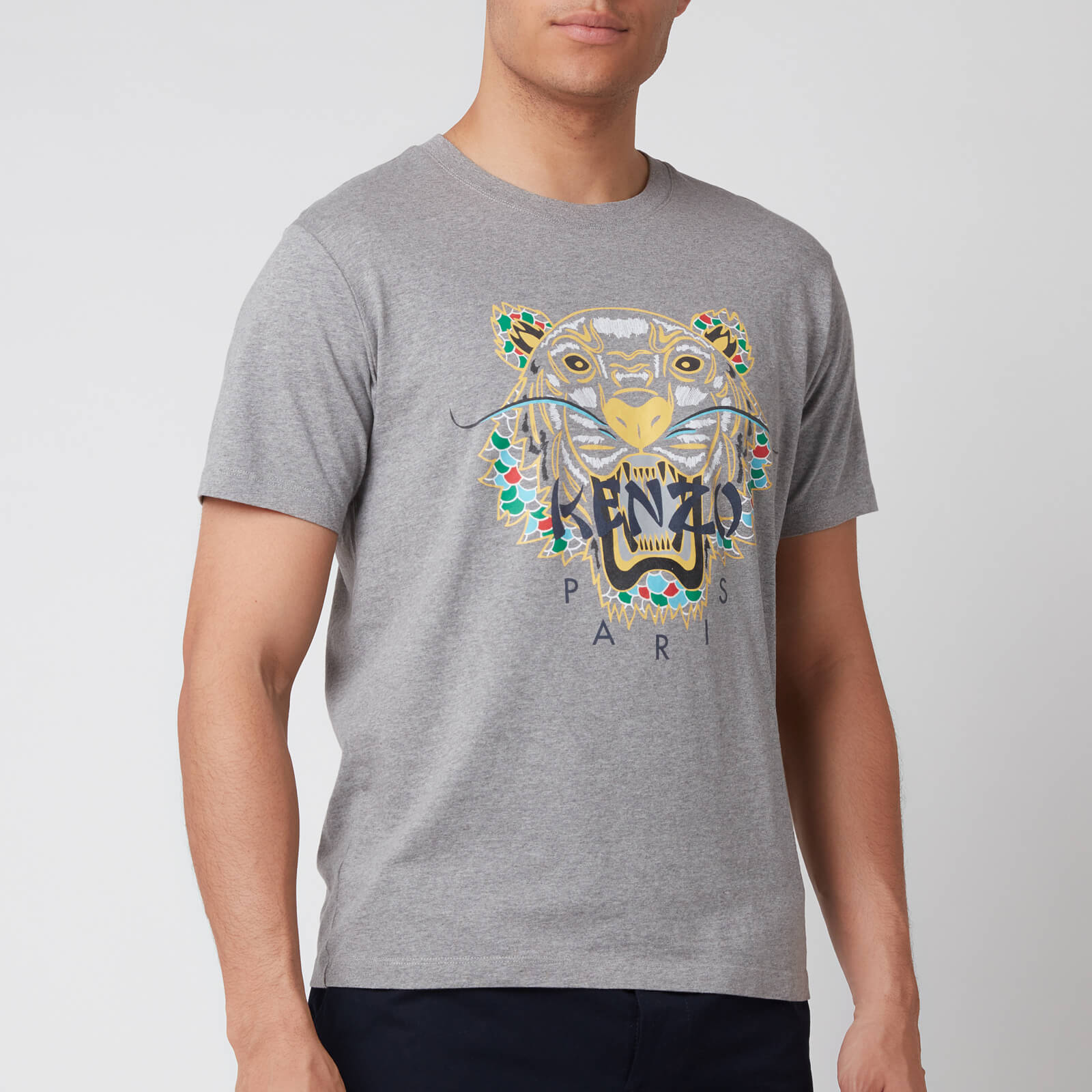 KENZO Men s Dragon Tiger Icon T Shirt Stone Grey Coggles