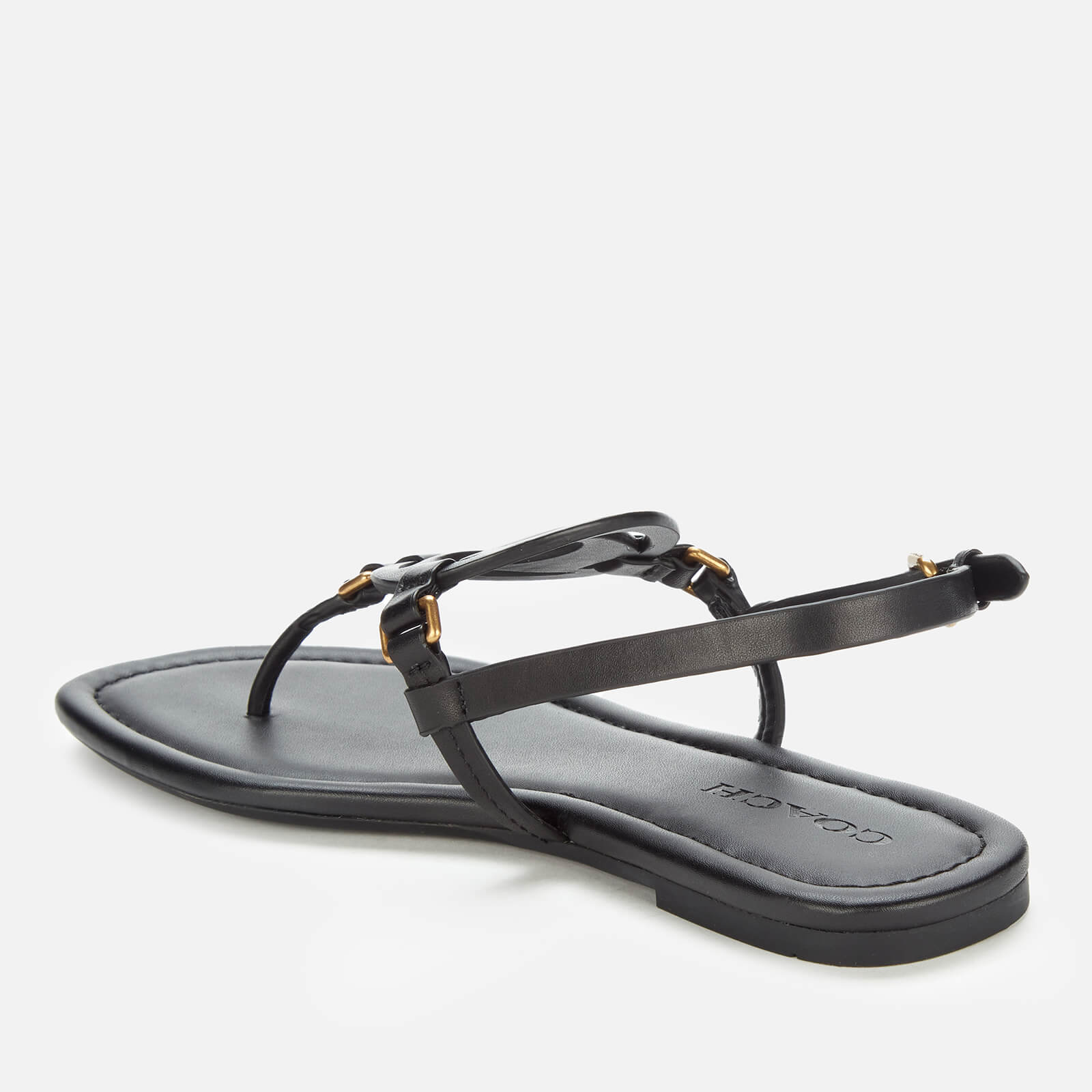 Coach Women s Jeri Leather Toe Post Sandals Black Allsole