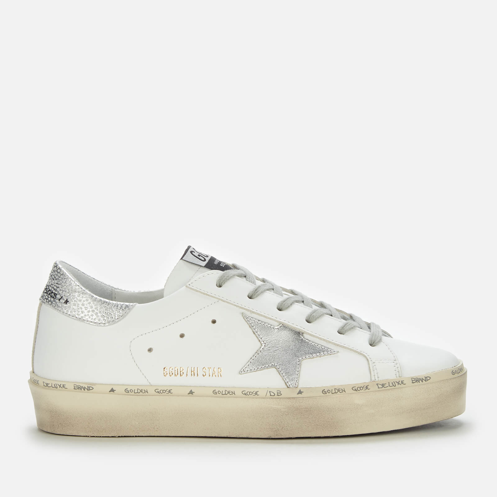 Golden Goose Women's Hi-Star Leather Flatform Trainers - White/Silver ...