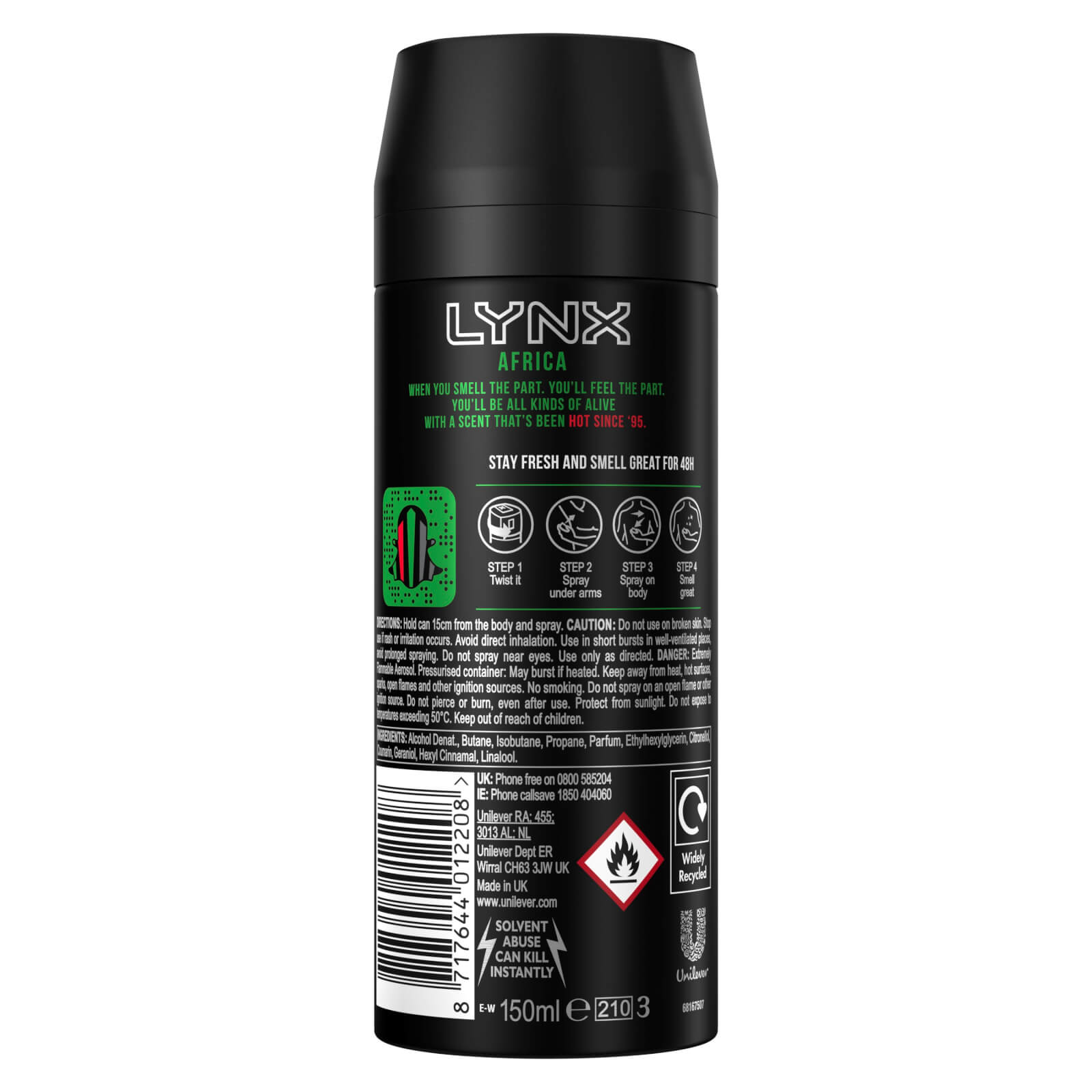 Lynx Africa The G.O.A.T. Of Fragrance Aerosol Bodyspray 48 Hours Of